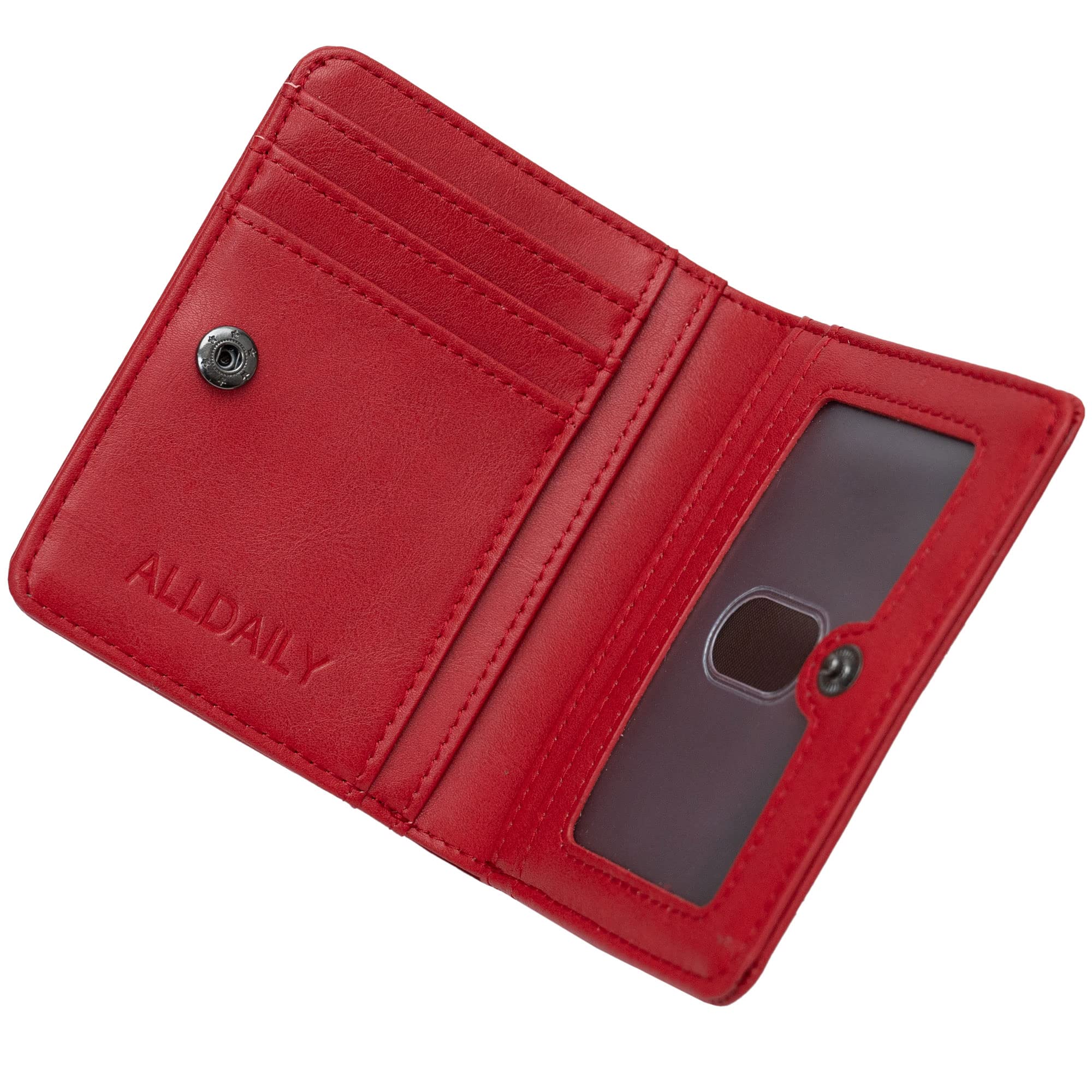 Alldaily Small RFID Wallet for Women Slim Compact Bifold Pocket Ladies Travel Mini Purse (Red)