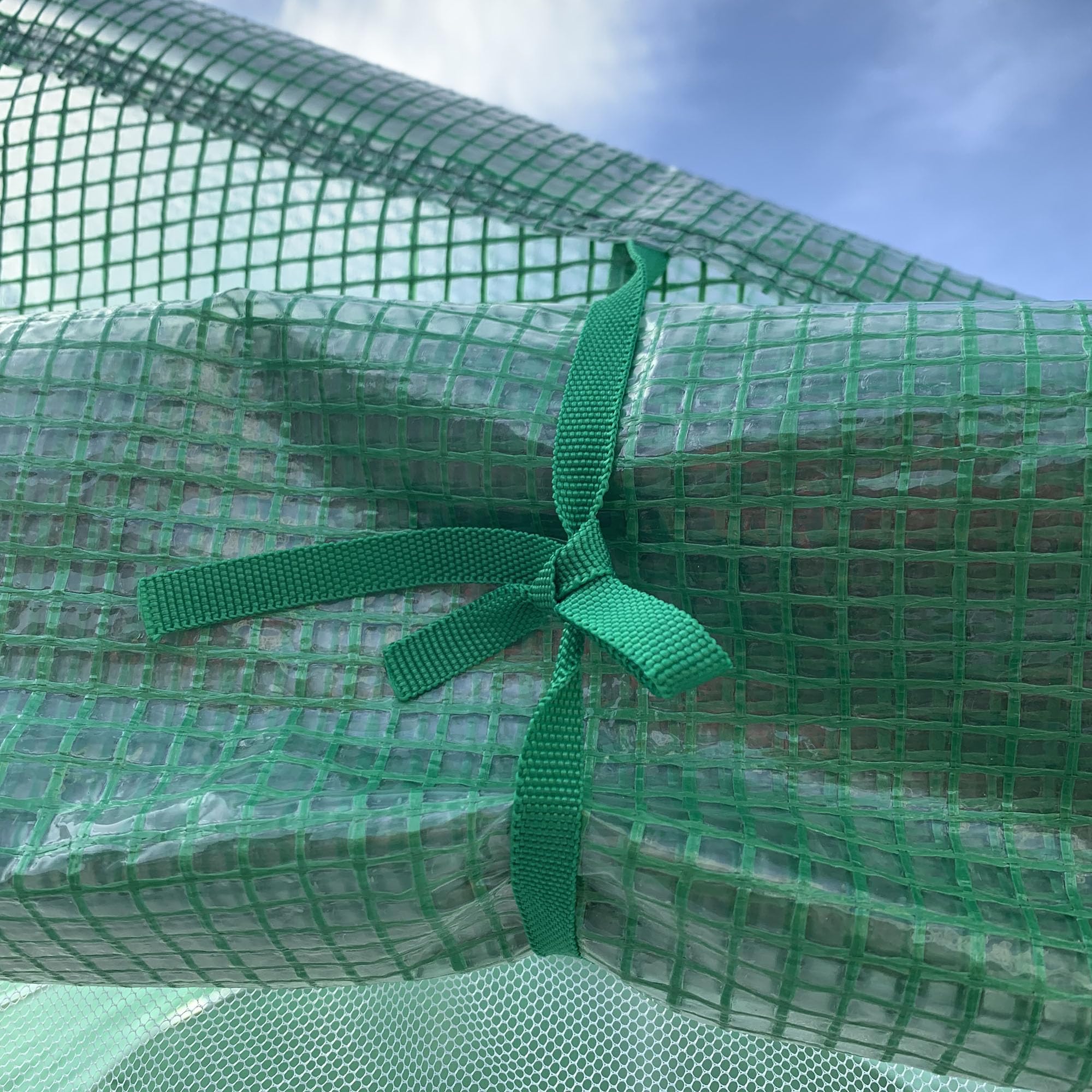 Outsunny Invernadero de Túnel 3,5x3x2 m Invernadero de Jardín con Puerta y 6 Ventanas Enrollables de Polietileno PE 140 g/m² Metal Galvanizado para Cultivos Plantas Flores Verde
