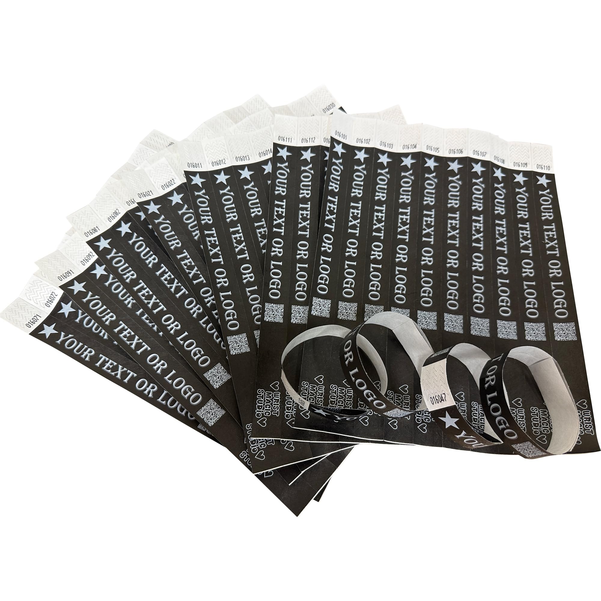 400 Schwarz Individuell Bedruckte Tyvek-Armbänder mit Ihrem Personalisierten Text/Logo für veranstaltungen, Partys, Festivals, ID