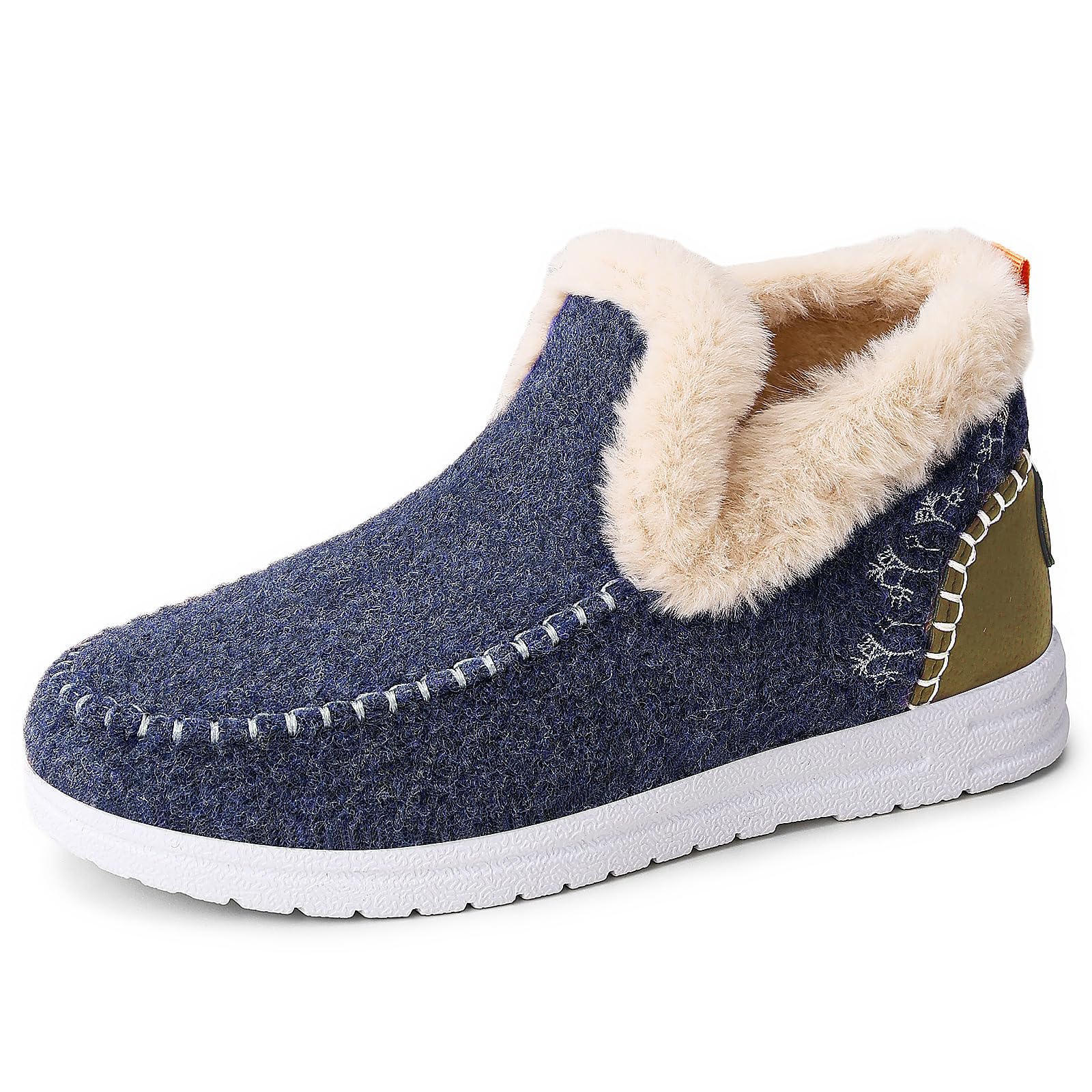 Womens Winter Plush Lined Flat Snow Boots Comfy Orthopedic Arch Support Outdoor Walking Loafer Non-Slip Ankle Short Booties