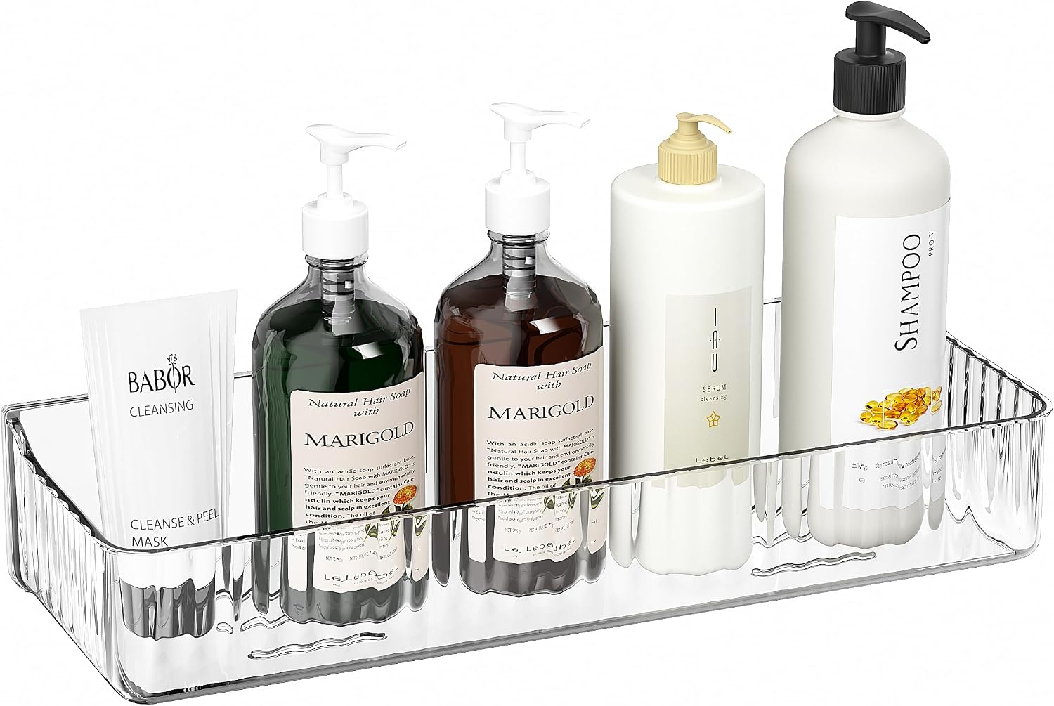 ZEXALOR Wall Mount Organizer for Kicthen, Bathroom, Dresser, Office, Pantry Storage and Organization - Clear Long Wall Basket Storage, Cabinet Door Organizer (13.9×4.7×2.8")