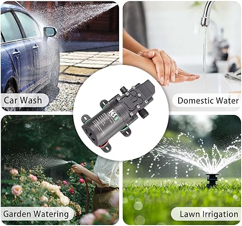 Miniatura 2 de KBT - Bomba de diafragma de transferencia de agua de 12 V CC 1.05 GPM 108 PSI, bomba rociadora autocebante con interruptor de presión, reemplazo