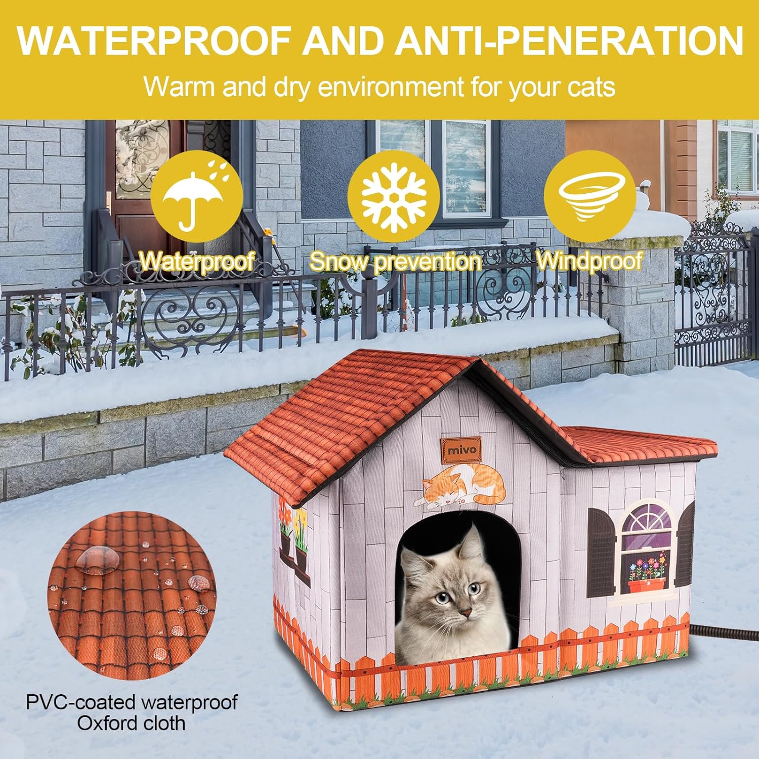 review Heated Cat Houses for Outdoor Cats, Indoor/Outdoor Cat House Weatherproof with Heated Pet Pad for Winter, Collapsible Warm Feral Cat Shelter, Heated Outdoor cat House Easy to Assemble