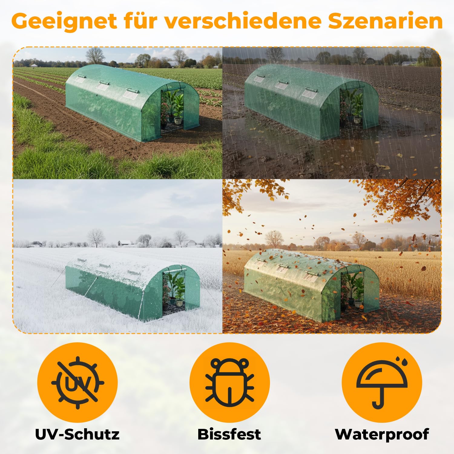 Stabilna szklarnia foliowa, 300 x 600 x 200 cm, 140 g/㎡, z drzwiami i 6 oknami, szklarnia foliowa, stal ocynkowana PE, tunel foliowy do ochrony roślin, zielona