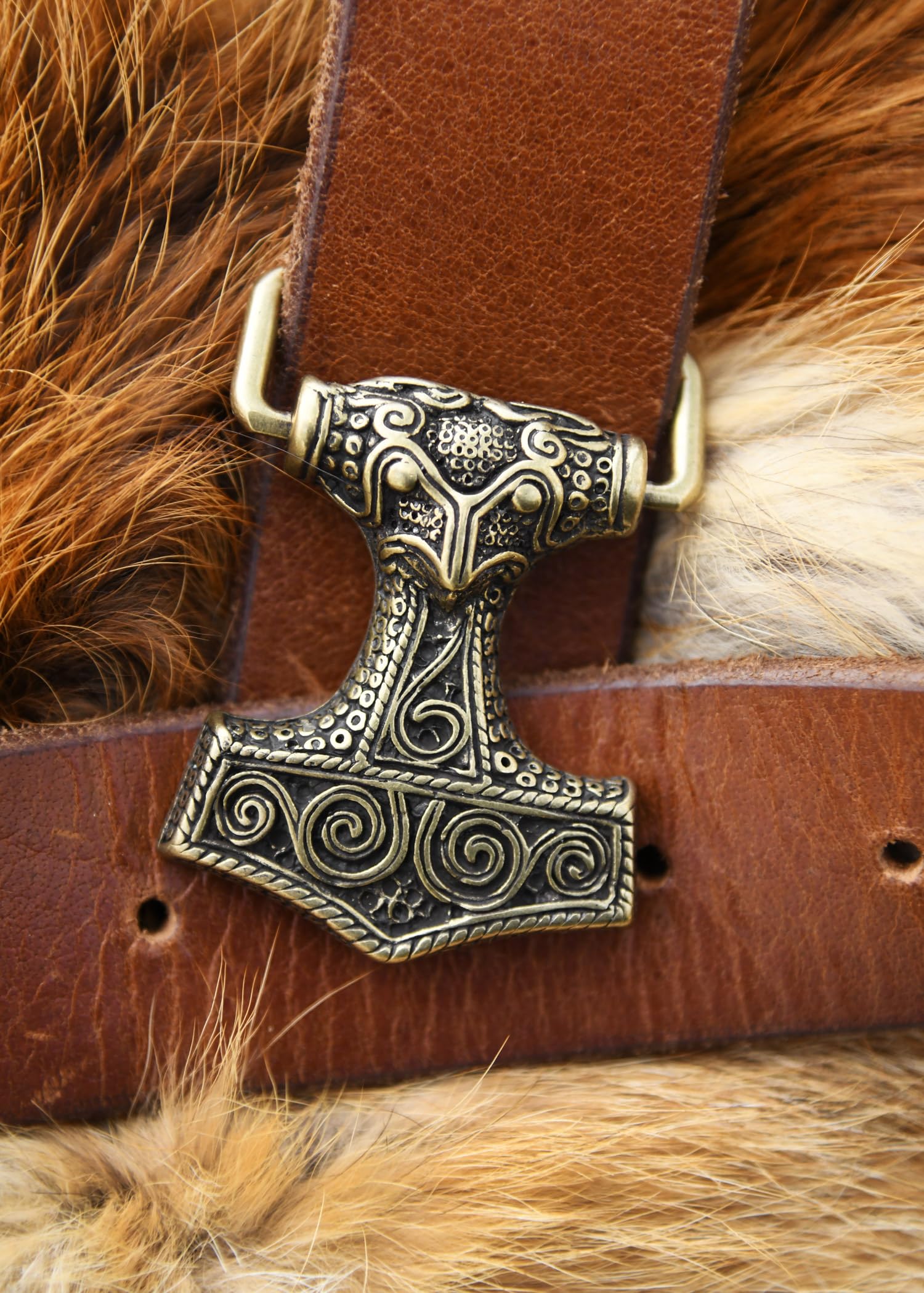Battle-Merchant Gürtelschnalle - Thorshammer - Mjoelnar LARP Gürtelschließe Wikinger Mittelalter Silber oder Bronze