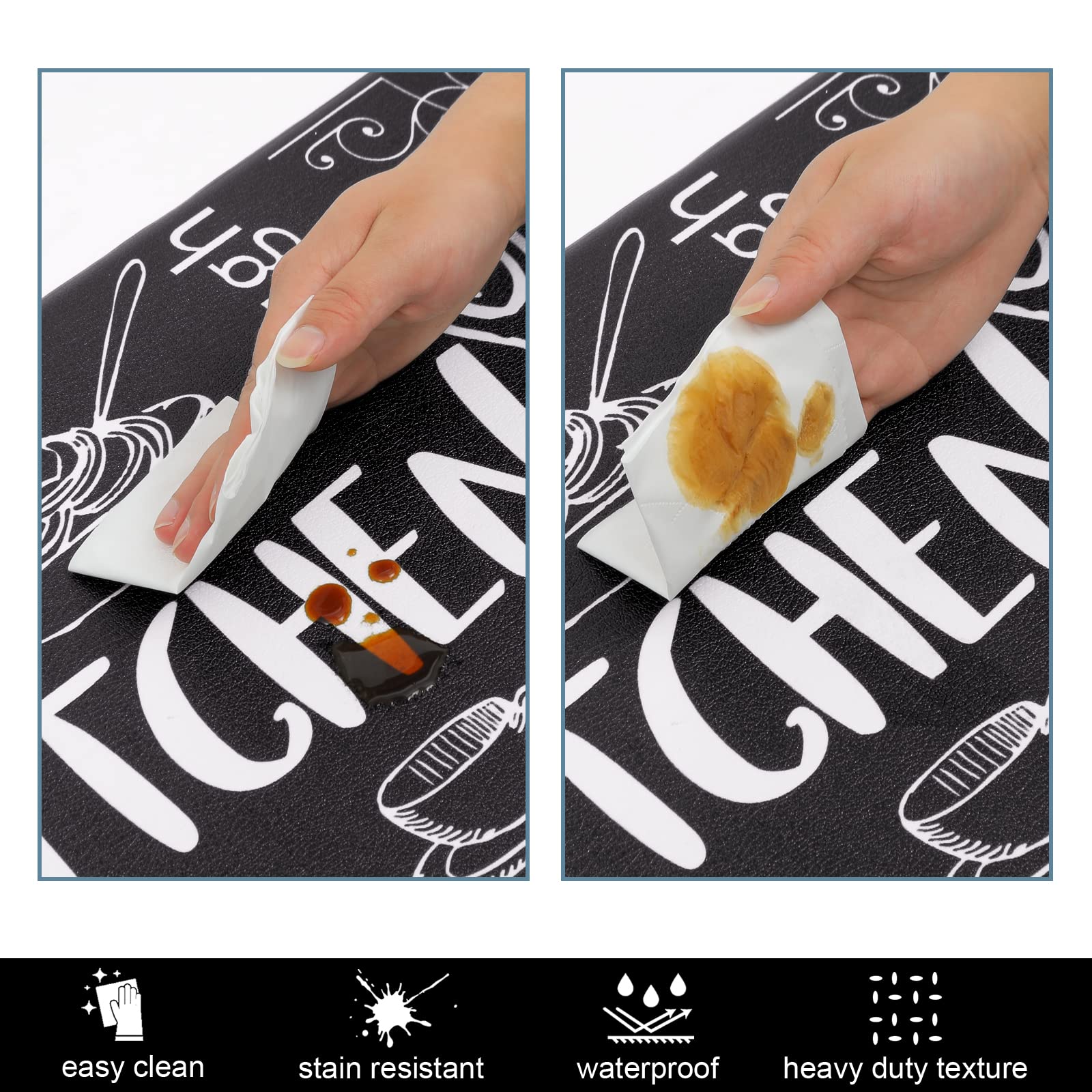 HEBE Lot De 2 Tapis De Cuisine Antidérapants Et Imperméables Pour Cuisine, Bureau, évier, Buanderie