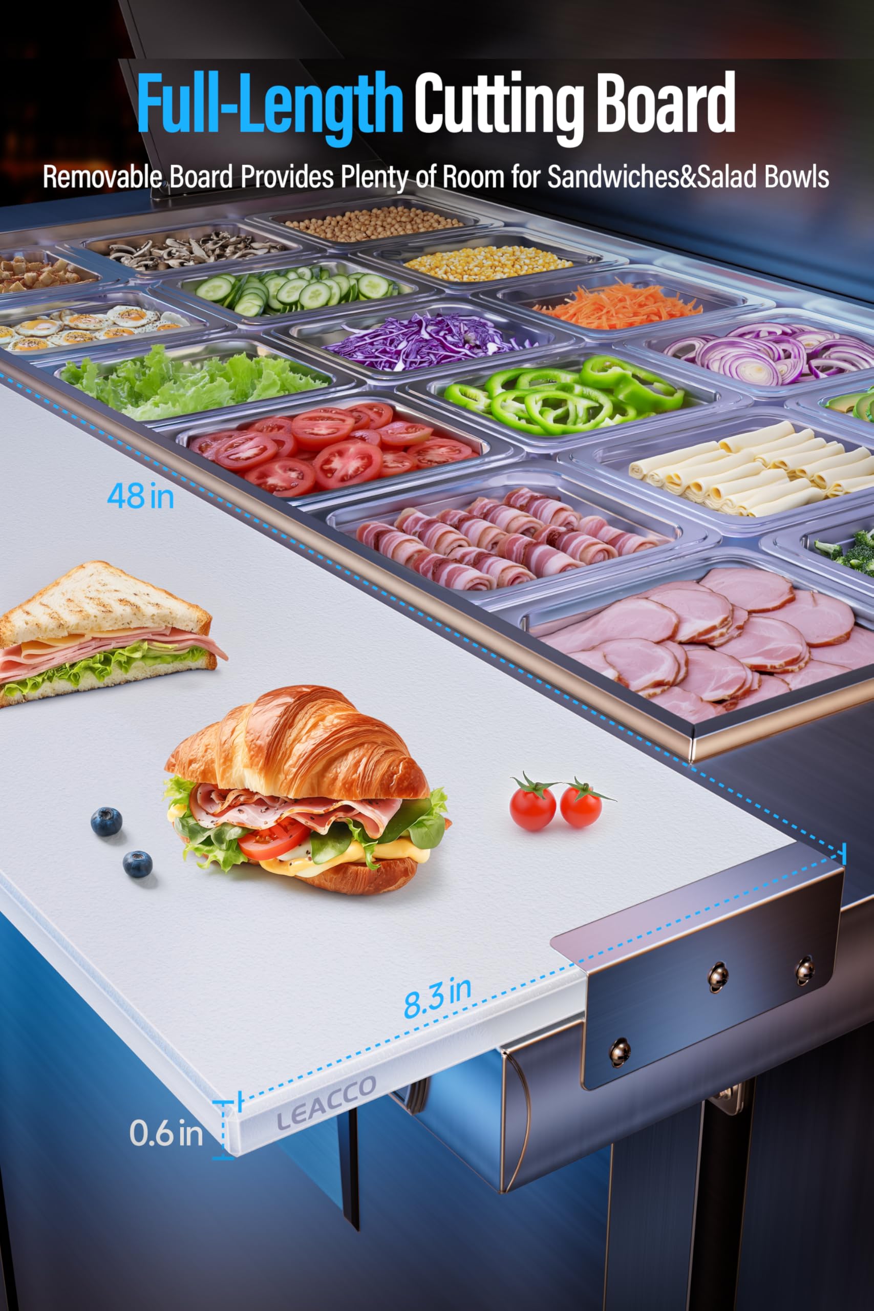 Amazon.com: Leacco Refrigerated Sandwich Salad Prep Table