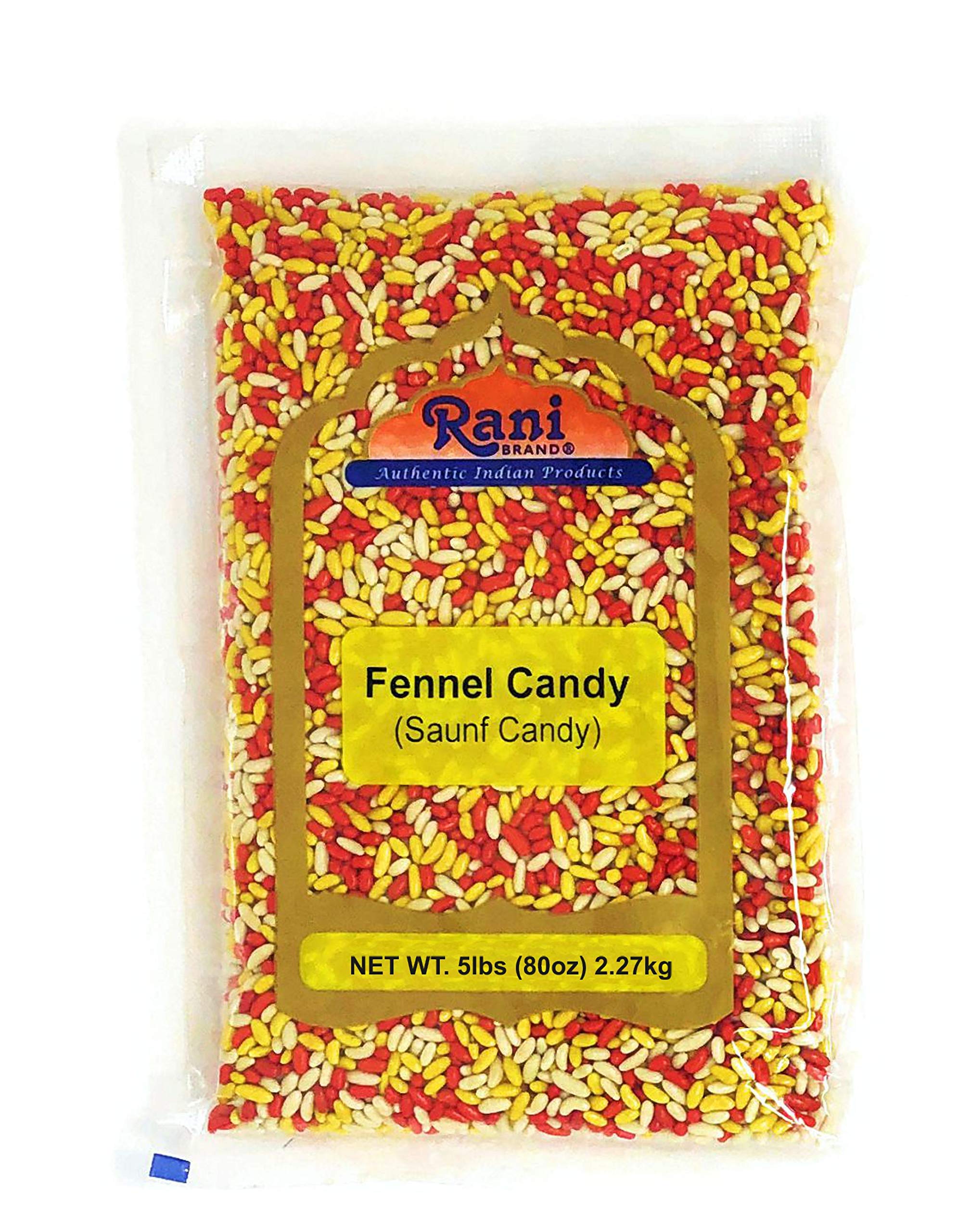 Rani Sugar Coated Fennel Candy 80oz (5lbs) 2.27kg Bulk ~ Vegan | Gluten Friendly | Non-GMO | Kosher | Indian Origin