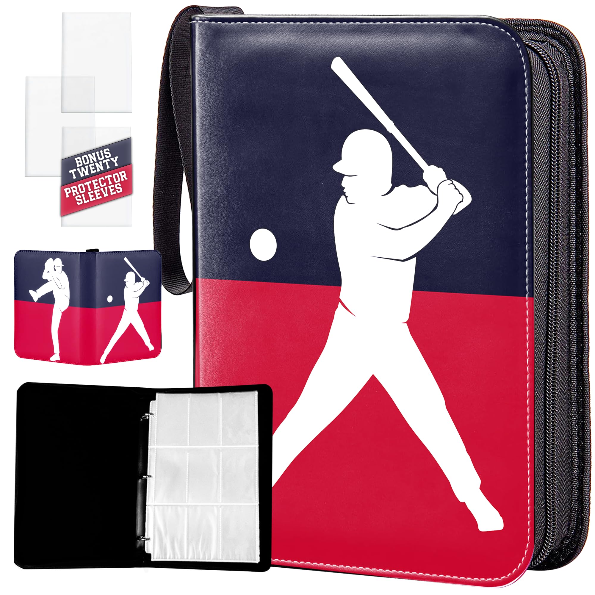 Baseball Card Binder - 900 Pockets for Card Storage With 20 Clear Top Loader Protector Sleeves, Trading Card Binders With 9 Pocket Sleeves, Card Books