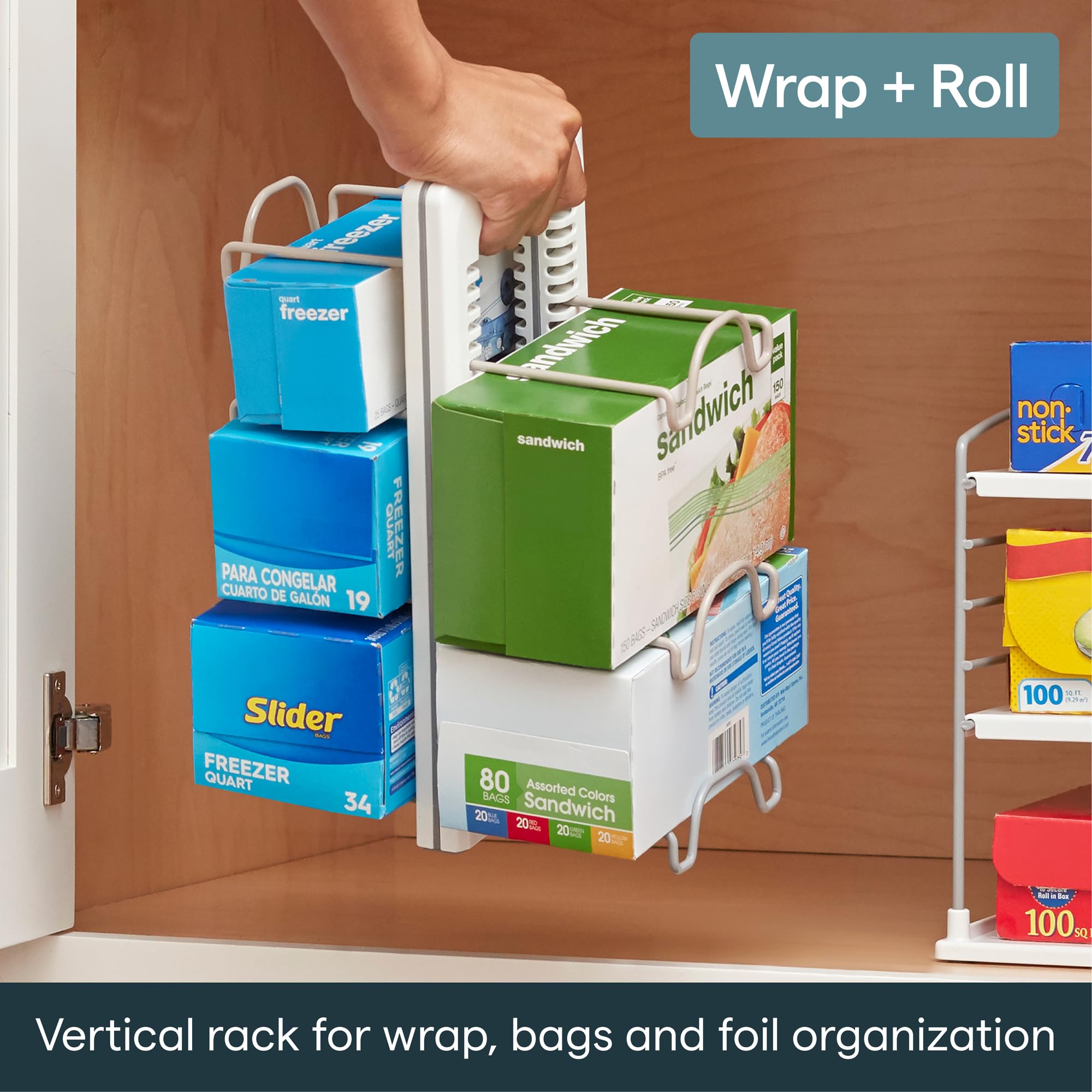 YouCopia 50173 WrapStand Kitchen Wrap Box Düzenleyici, Tek Boy, New Caddy