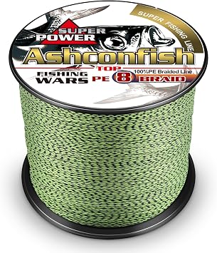 Ashconfish Braided Fishing Line- 8 Strands Super Strong PE Fishing Wire-100M/300M/ 500M/1000M/1500M/2000M109/328/547/1093/1640/2187Yards- 6lb to 300lb Abrasion Resistant-Zero Stretch-Multiple Colors
