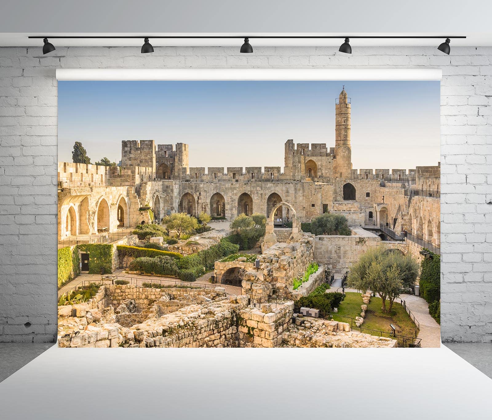 BELECO 20x10ft Fabric The Old City Jerusalem Backdrop Israel Tower of David Backdrop David Tower Ancient Ruins Historical Sites Background Wallpaper