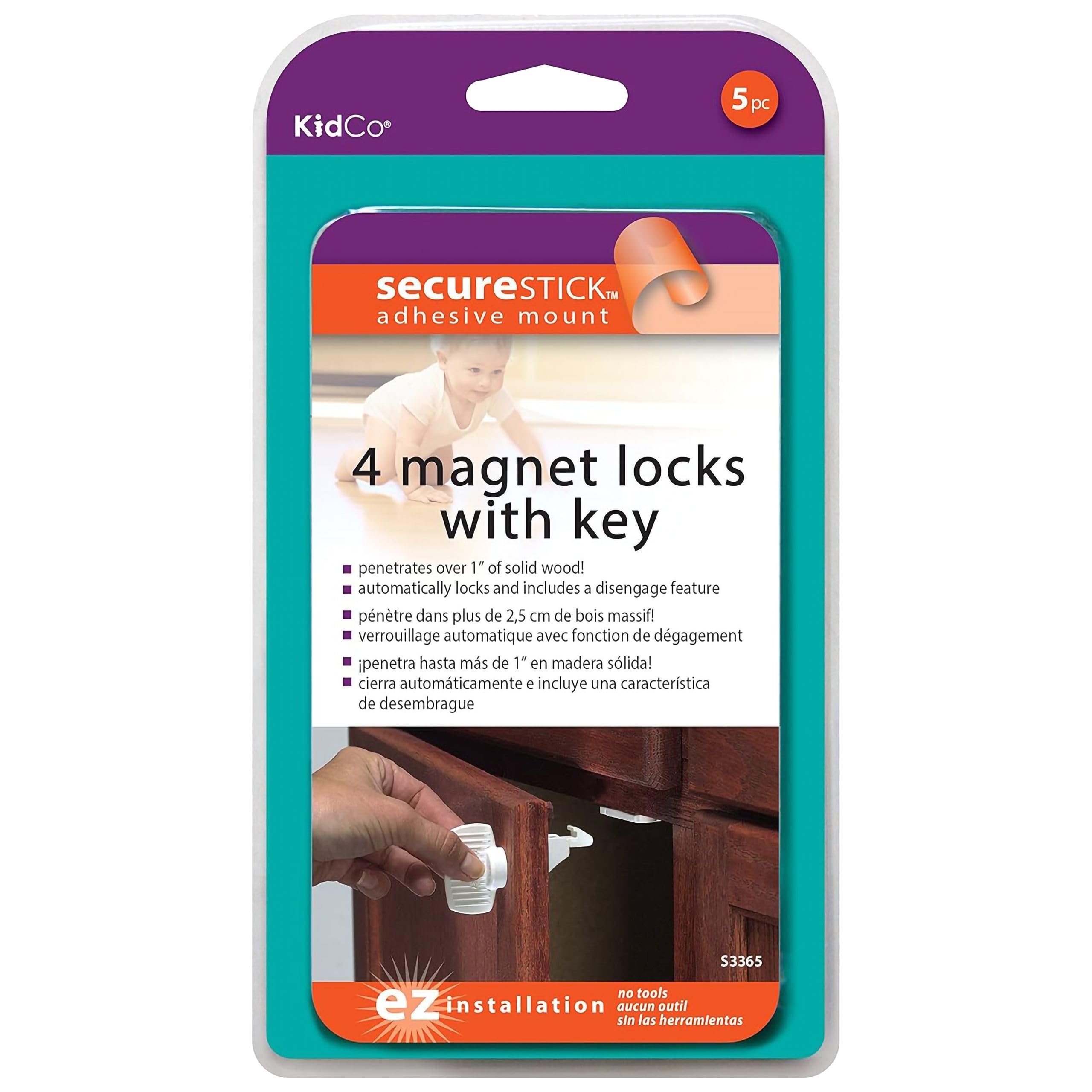 KidCo Ecken Magnet Lock Plus Schlüssel und Halterung – Weiß – 4 CT