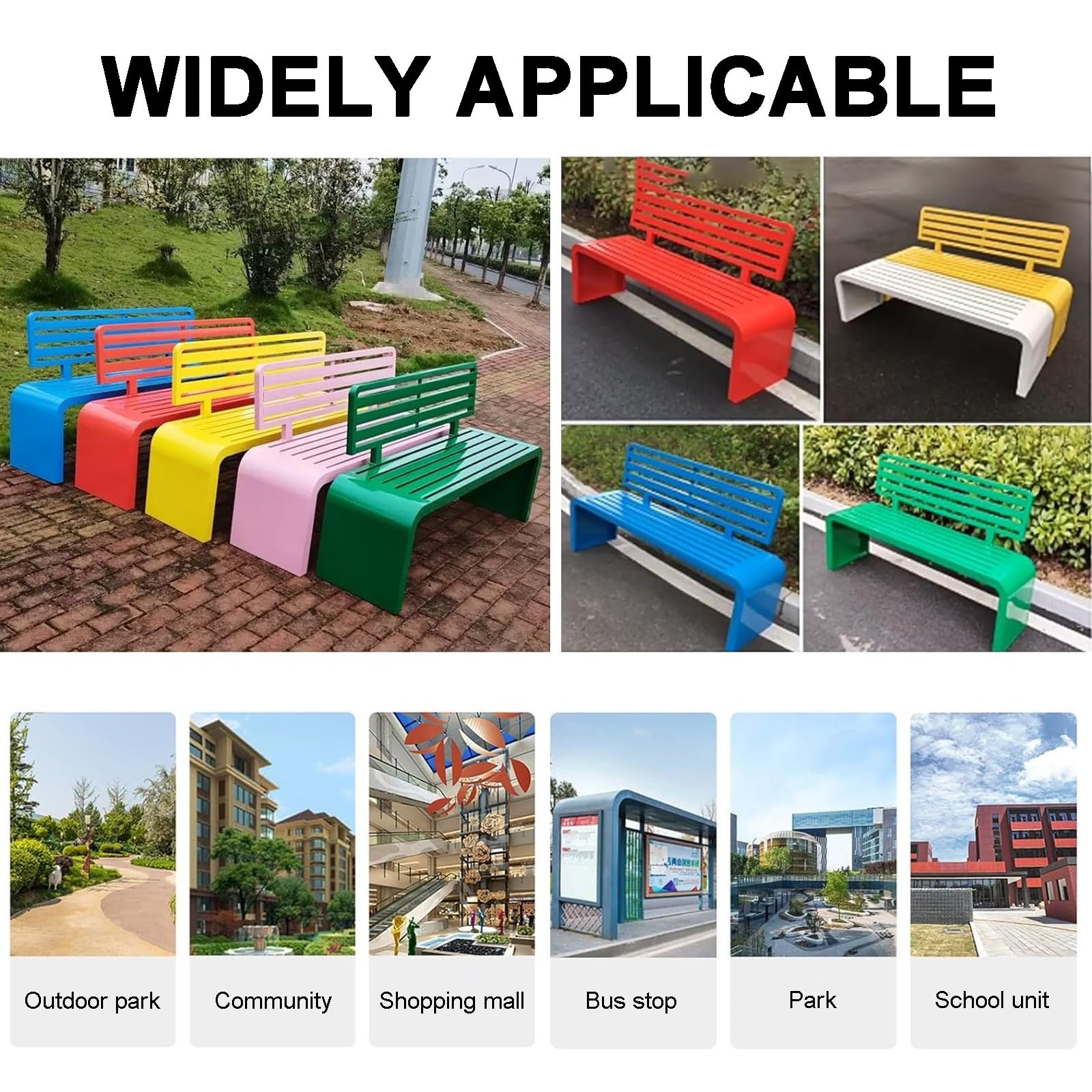 Sitzbank Metall, Terrassenmöbel, Park-Gartenbank, Mehrere Farben, Wetterfeste Terrassenbank mit Rückenlehne, for Draußen, Park, Hof, Terrasse(Red,120cm/47in)