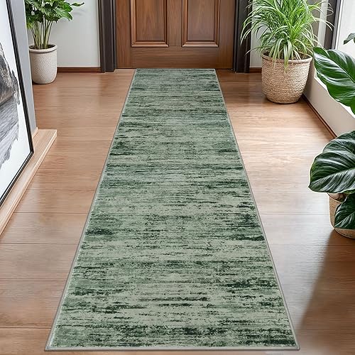 Miniatura 98 de Alfombra moderna abstracta de 2 x 6 pies, alfombra de pasillo lavable gris negro multi para cocina, antideslizante, suave, alfombra delgada de Gris