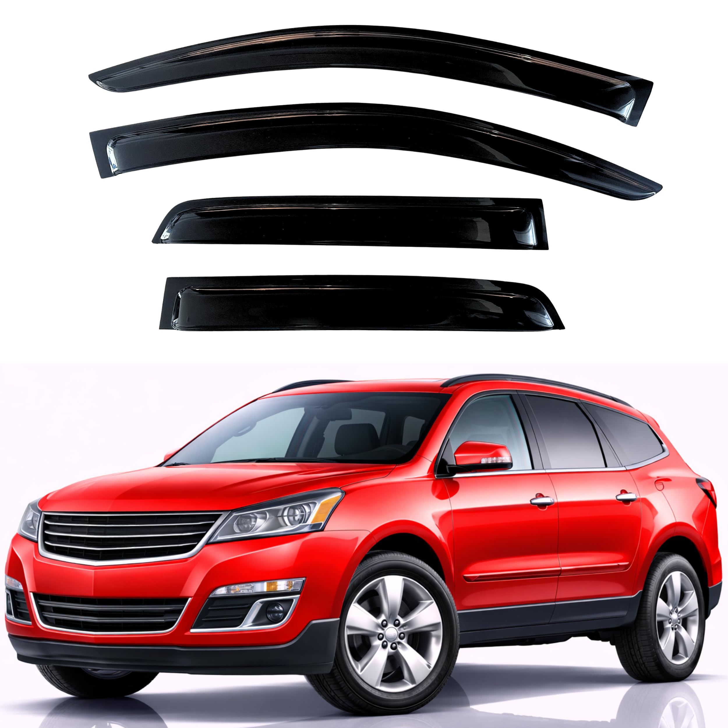 KPY Rain Guards Fit for 2009-2017 Chevrolet Traverse, Out-Channel Window Visors Vent Wind Deflectors 4PC, Car Accessories for 09-17 Traverse