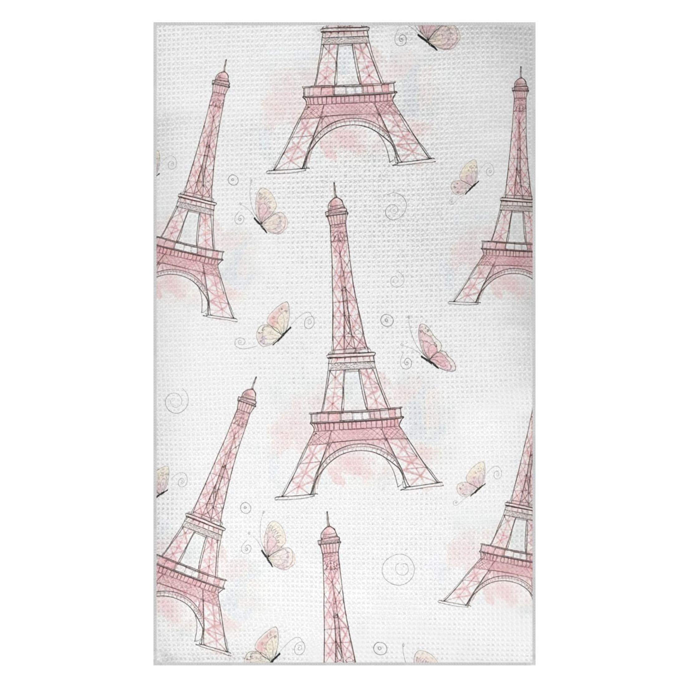 Kutsu Eiffel Towers Waffle Weave Kitchen Towels Absorbent Quick Drying Dish Towels for Kitchen, Decorative Tea Towel, 18x30 in