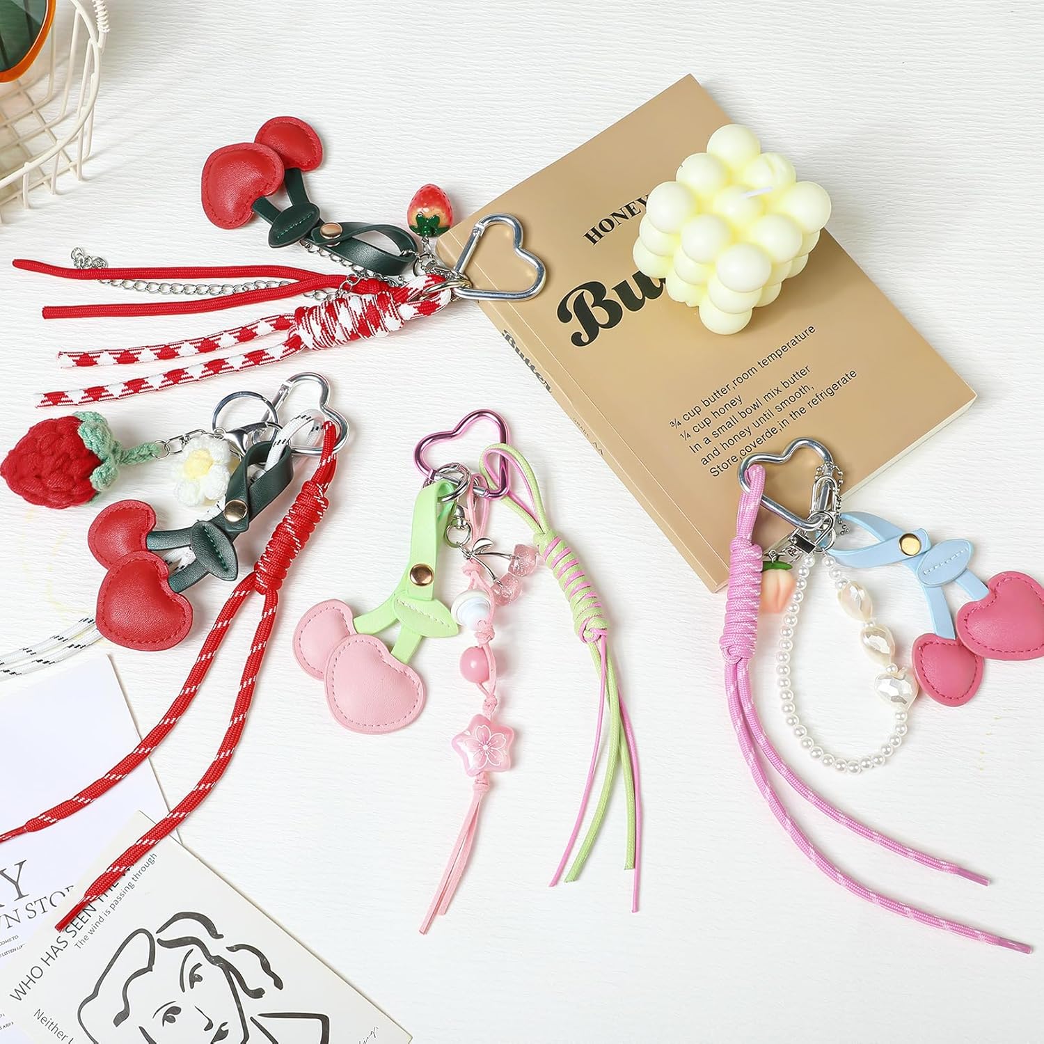 Cherry Keychain Bag Charms Leather Bag Charm for Handbags Tote Bags and Backpacks Purse Accessories - Image 7