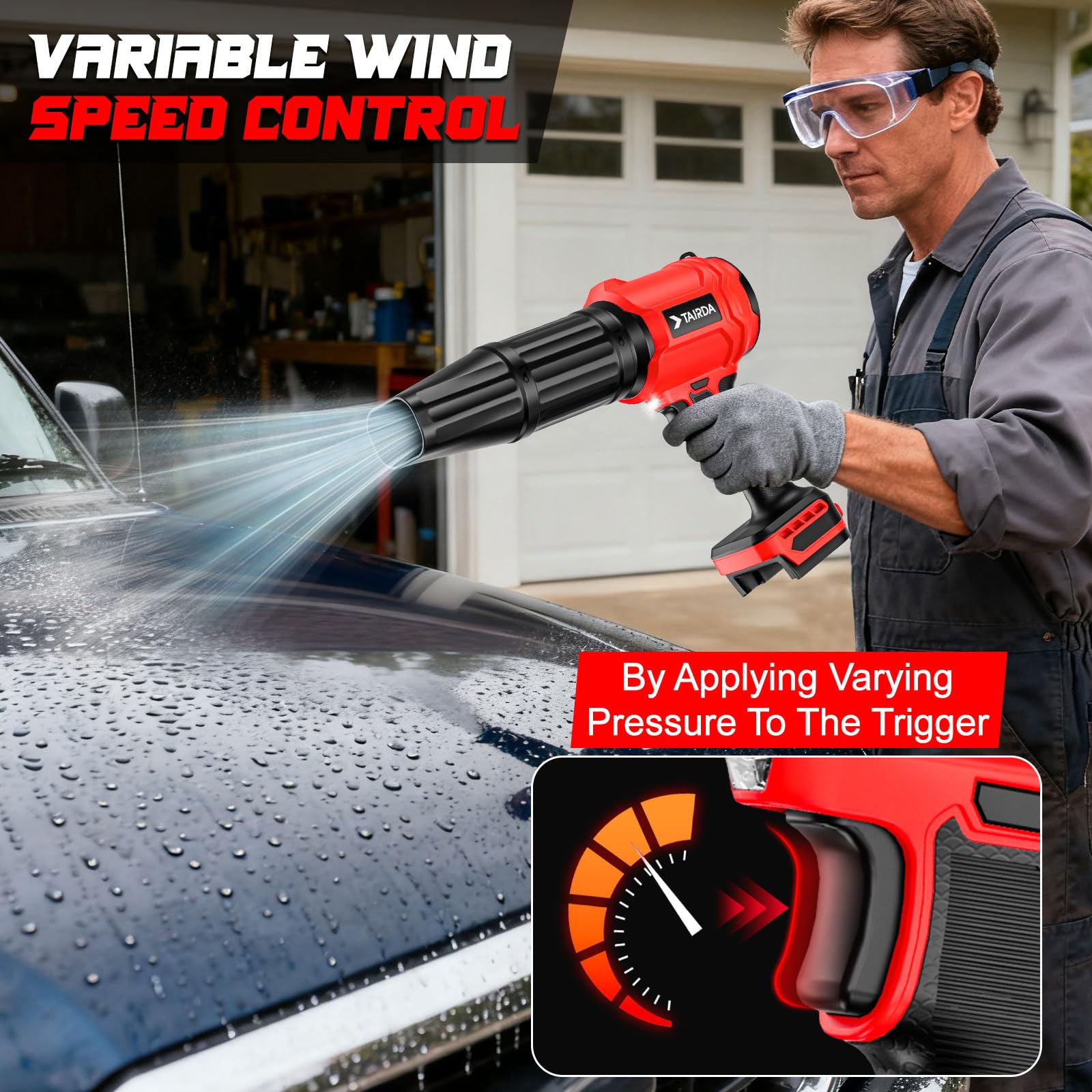 Soffiatore per foglie senza fili, compatibile con batteria Milwaukee da 18 V (senza batteria), mini soffiatore a getto turbo con 2 ugelli, leggero e uso con una sola mano, per patio, garage