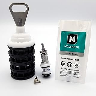 Fleck Style 5600 Softener Main Piston, Seals, Spacers, Screw, Brine Piston, Lower Brine Seal, with Molykote Sealant | Fleck Style Piston 60102-00, Seals and Spacers 60125, Brine Piston 60032 |