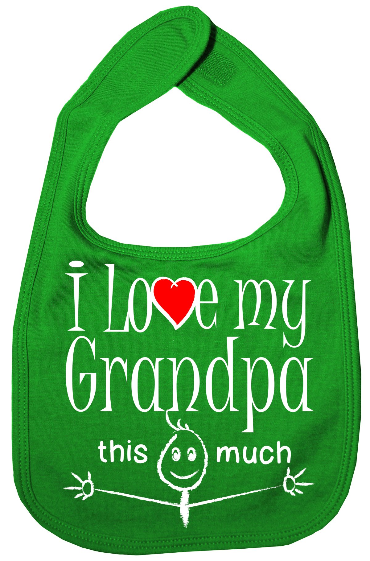 Image is Everything IiE, I Love My Grandpa This Much, Grandson Granddaughter Baby Unisex Soft Cotton Feeding Bib, Green