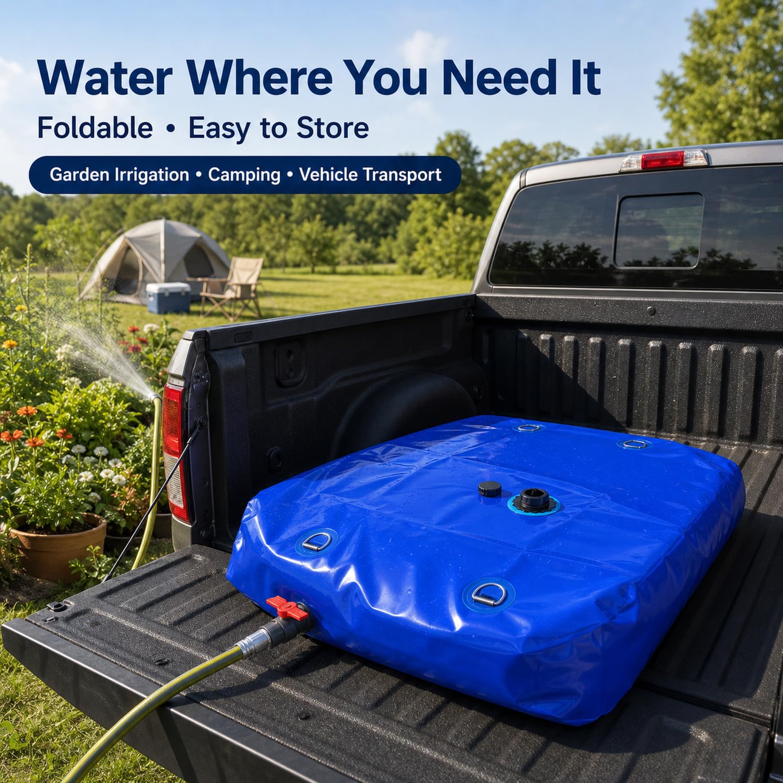 Bolsa De Agua Plegable Engrosada,Tanque Agua PortáTil Plegable,DepóSito De Agua Plegable con Grifo,Costuras Reforzadas,para Acampar,para Resistencia A La SequíA,Riego