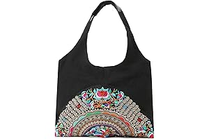 Embroidered Canvas Shoulder Bag for Women