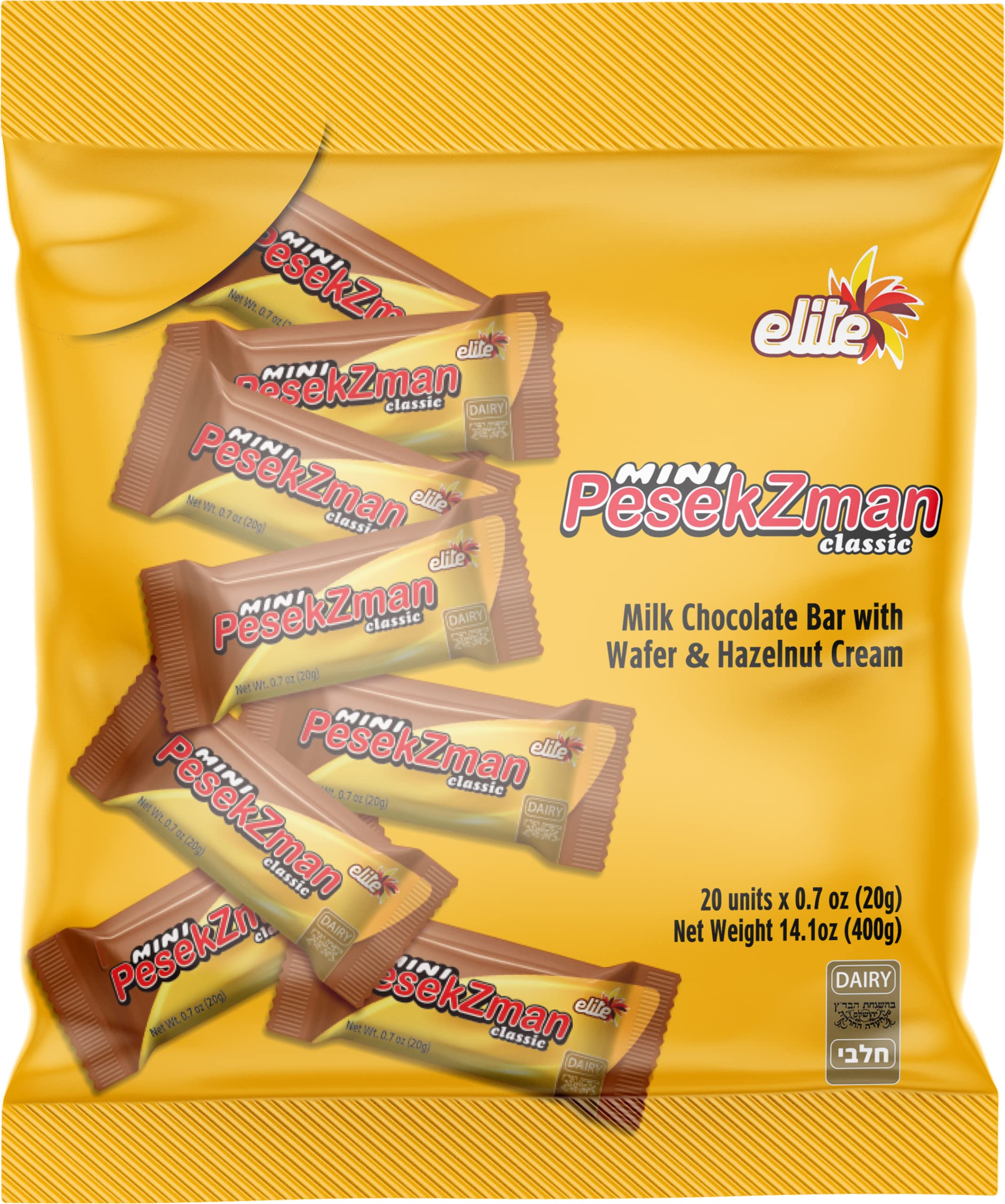 Amazon.com : Elite, Megadim, Pesek Zman Mini Milk Chocolate Bars
