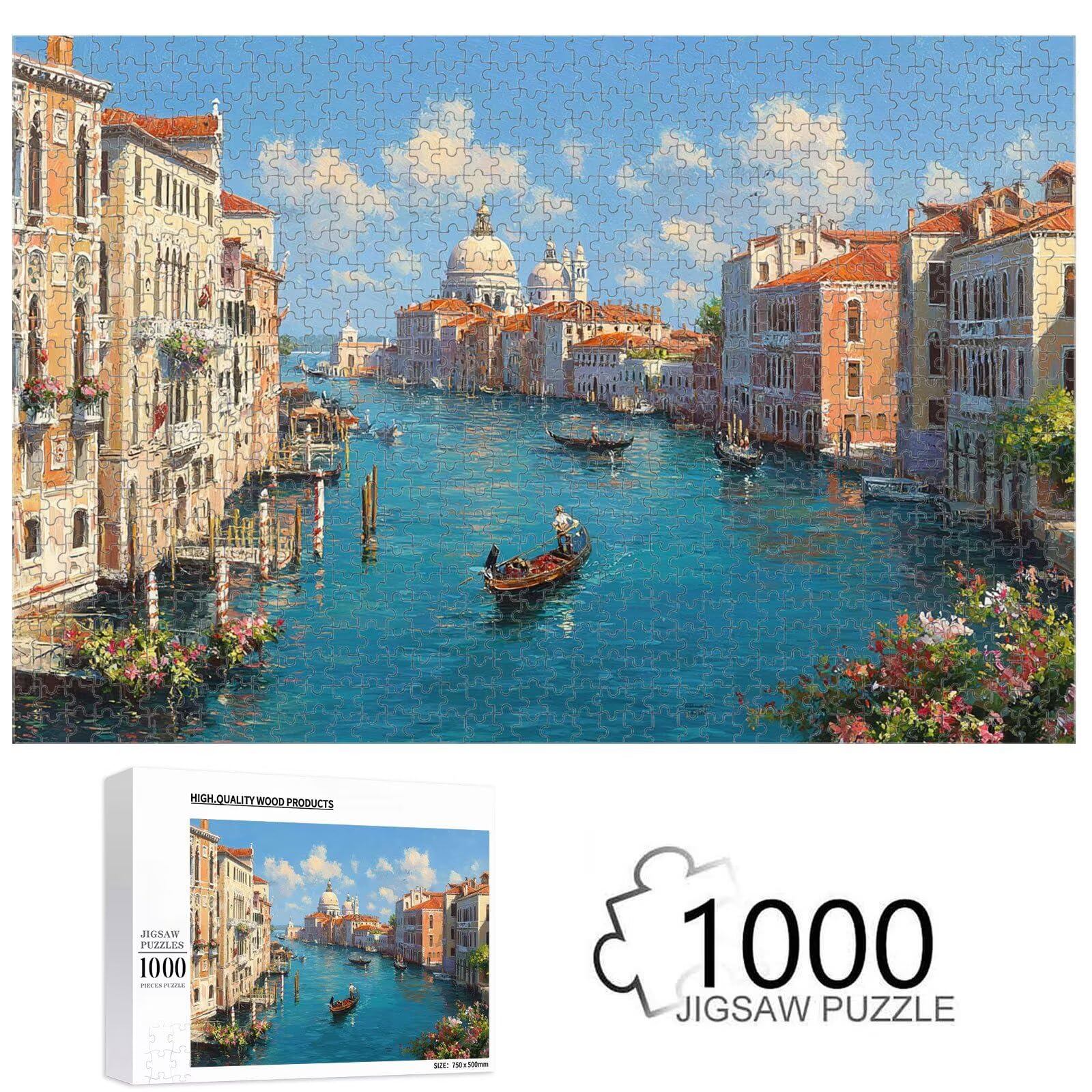 1000 Pezzi Puzzle Adulti - Italia & Barca - Decorazione Murale 1T#253
