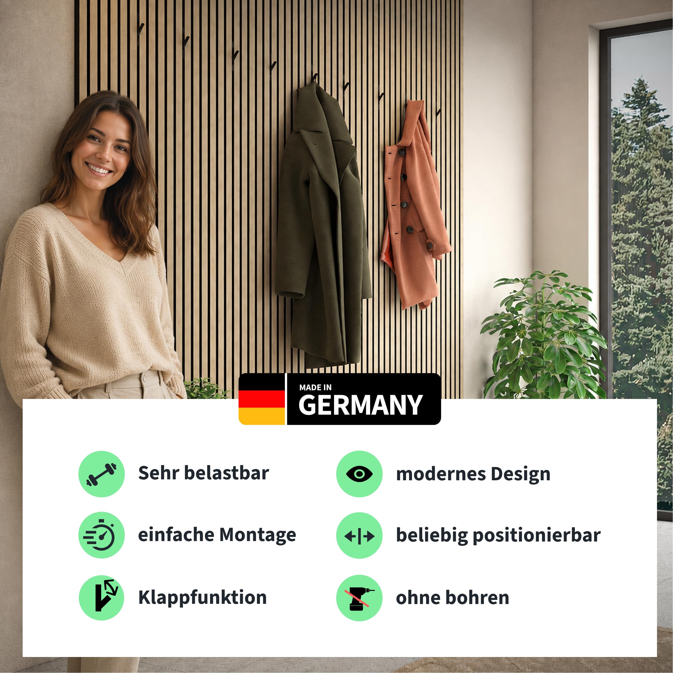 Generisch Klappbarer Haken [HIDE] für Akustikpaneele | ohne Bohren (6)