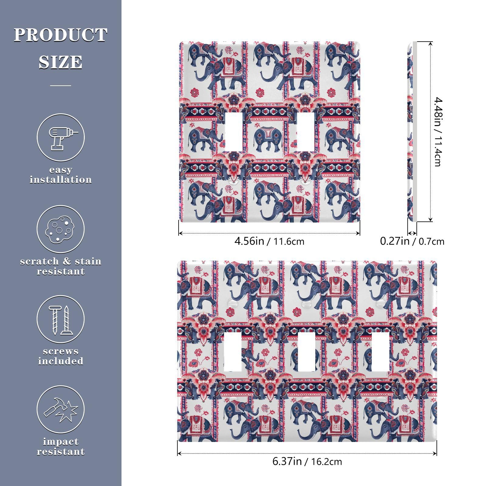 UMIRIKO Mandala Elephant Light Switch Cover Plate Covers Decorative Double Toggle Home Decor 202b5352