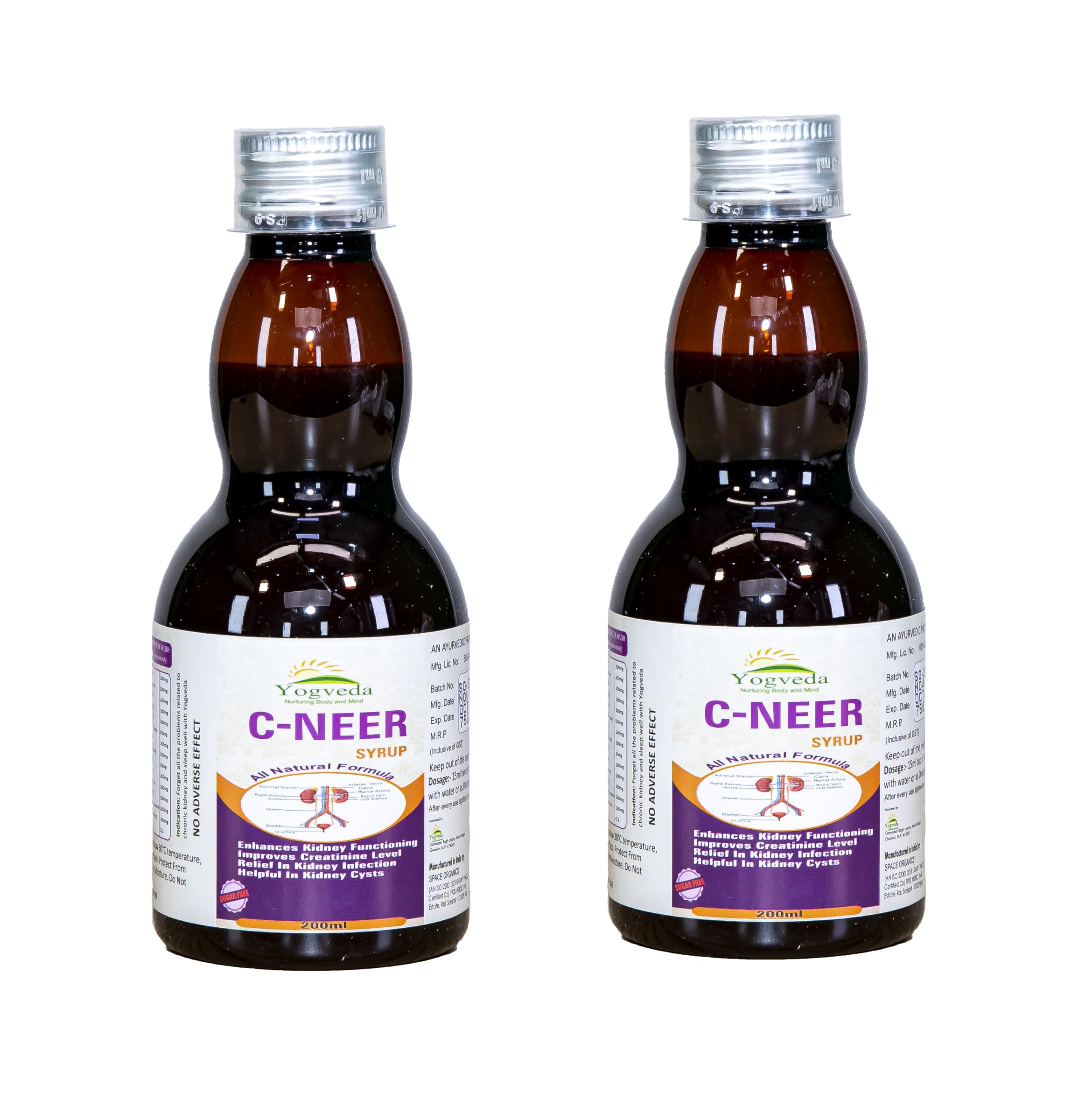 Yogveda C- Neer Syrup Kidney creatinine Formula Enhances (C- Neer, Pack of 2)