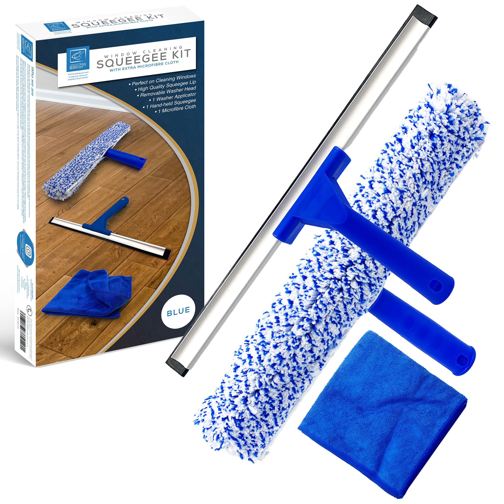 The Dustpan & Brush Store Window Cleaning Set Rubber Squeegee And Microfibre Washer Glass Cleaner Wiper Kit from B&Q