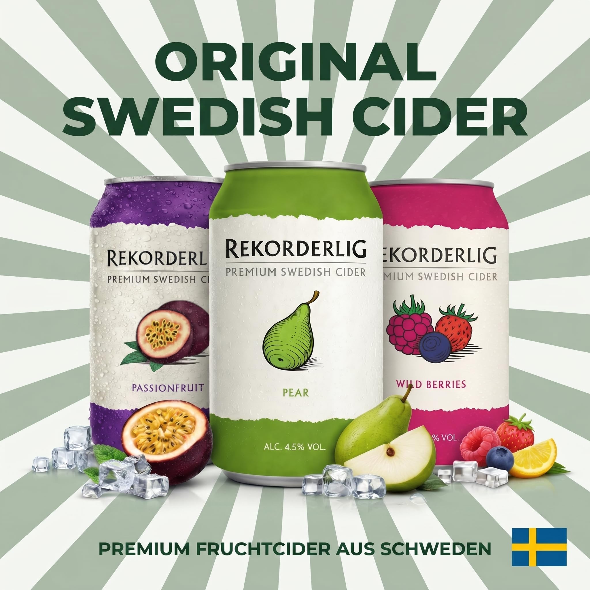 Rekorderlig Mango Raspberry Cider 24 x 0,33 l Dosen Vorratspack – Schwedischer Premium Fruit Cider 4,5% Vol.