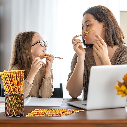 Miniatura 7 de Kolewo4ever 100 lápices de otoño, lápices de Acción de Gracias, surtido de lápices de madera cilíndrica, lápiz de hoja de arce, pavo de otoño, para