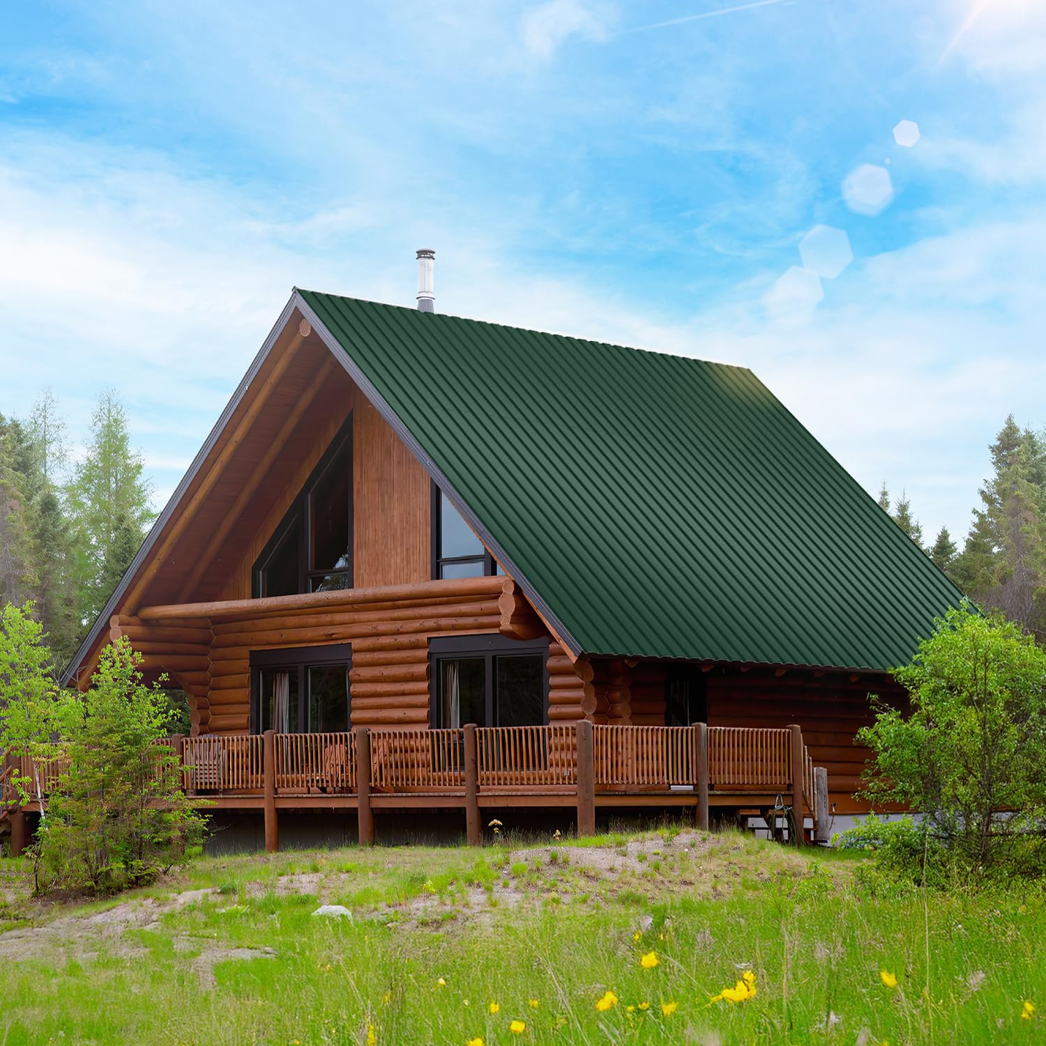 Set di lastre per tetti a trapezio Verde – 24 lastre di lamiera ondulata zincate, 129 x 46 cm, spessore 0,25 mm, 14 m² di superficie totale, ideale per carport, casetta da giardino e copertura