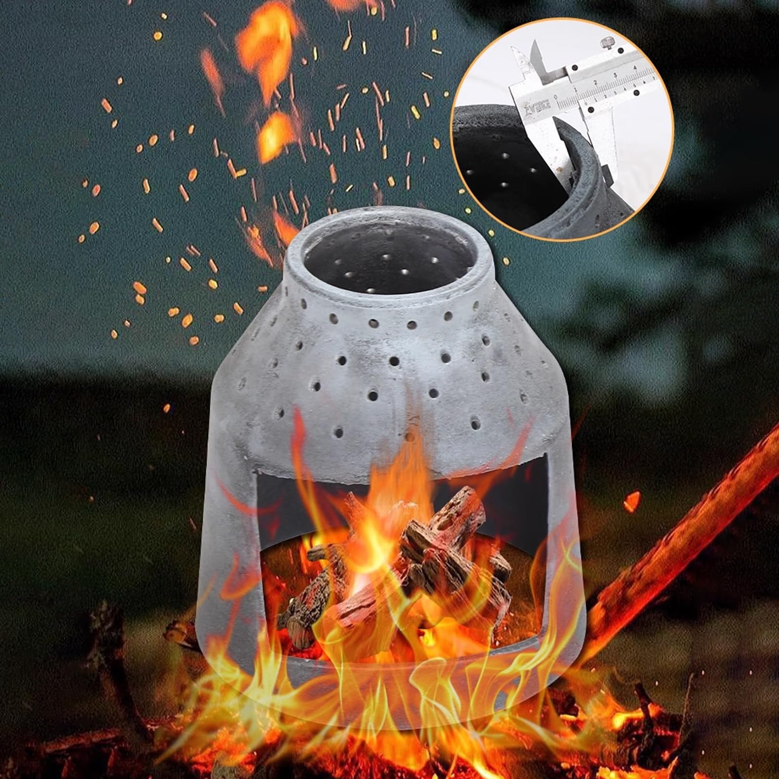 Stufa a Legna Senza Fumo per Campeggio Fornello da Campeggio Portatile a Legna Struttura in Acciaio Spesso con Canne Fumarie, Ideale per Chalet e Vita Fuori Rete