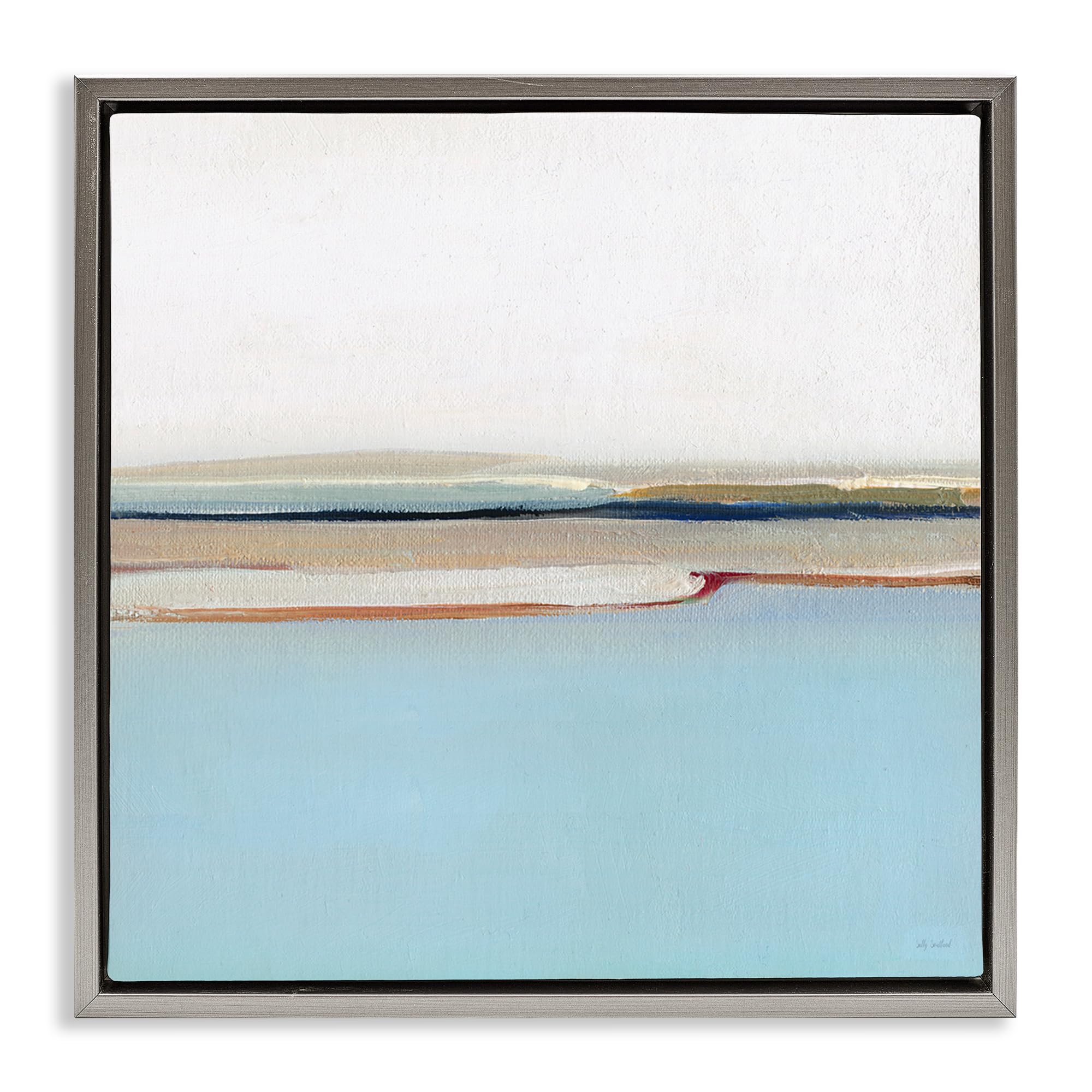Stupell Industries Luster Gray (Matte) 'Serene Minimal Shoreline At Dawn'| Floating Frame Canvas Art