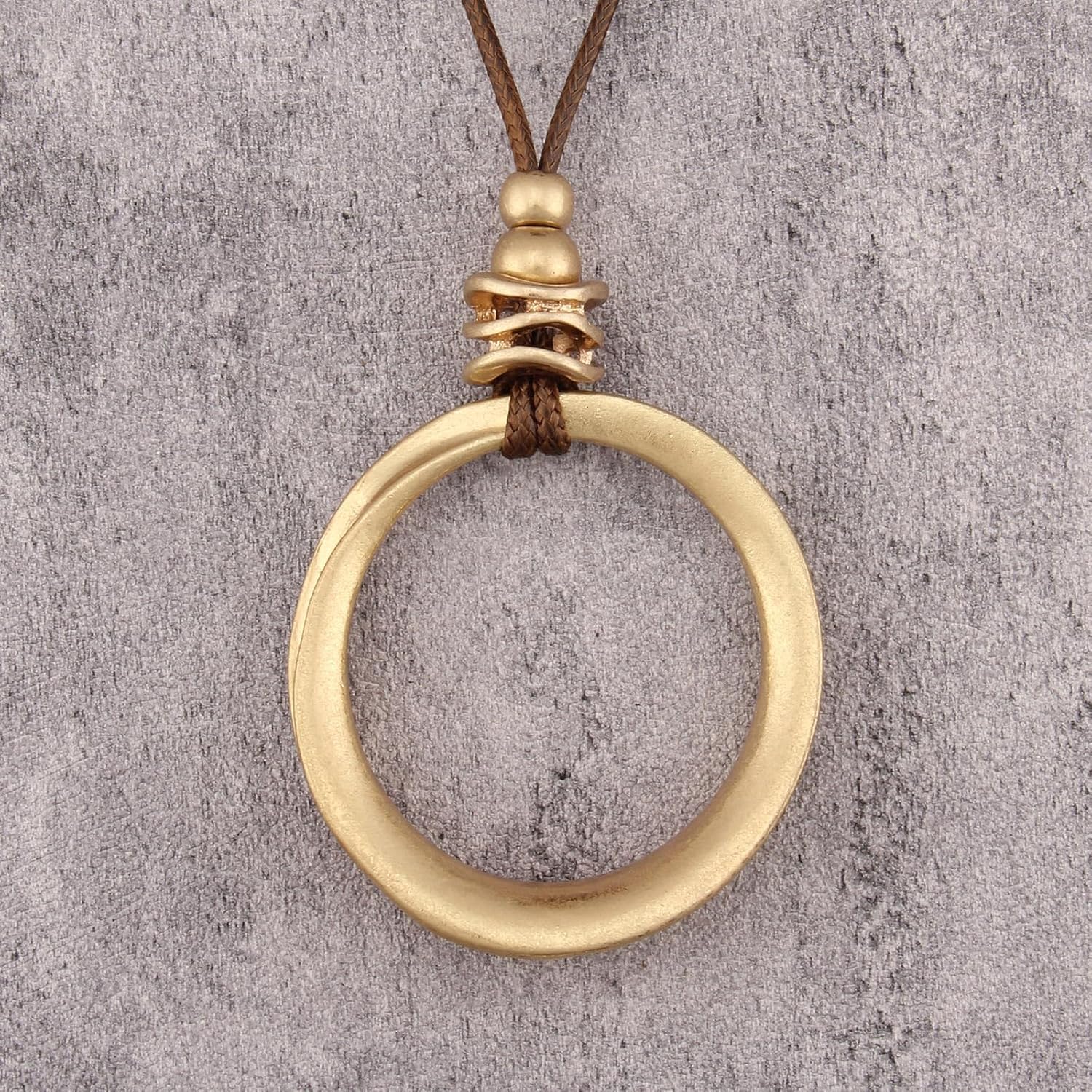 JAOYU Boho Necklace for Women Large Pendant Necklace Boho Long Choker Leather Gold Necklace Vintage Earthy Jewelry Trendy - Image 8