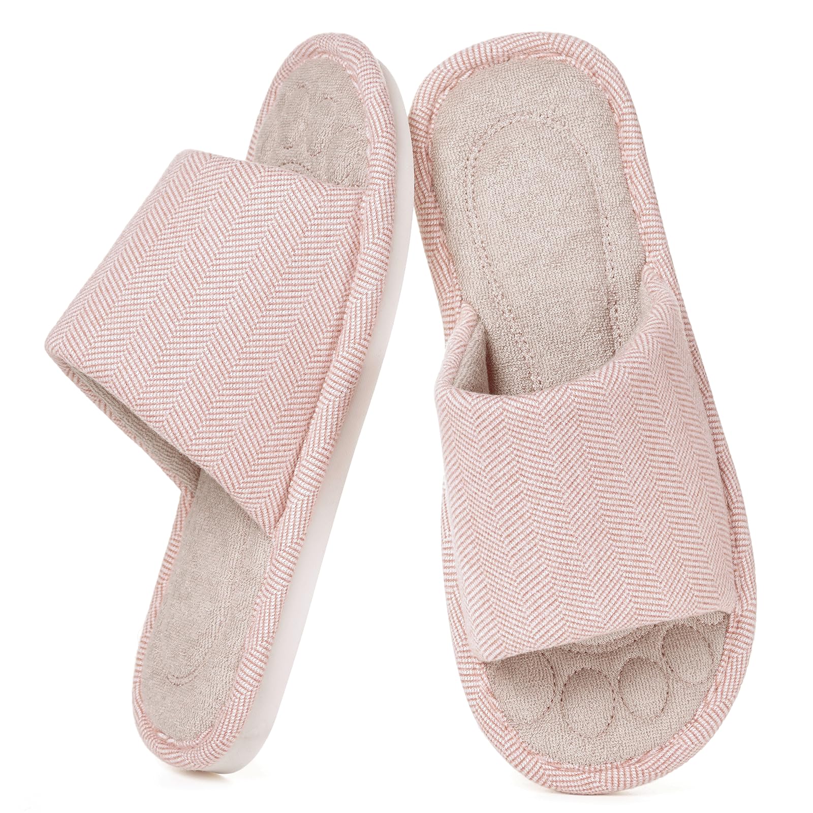 Zapatillas Casa Mujer Hombre Cómoda Espuma de Memoria Transpirable Algodón Pantuflas Punta Abierta Antideslizante Slippers Verano — view 12