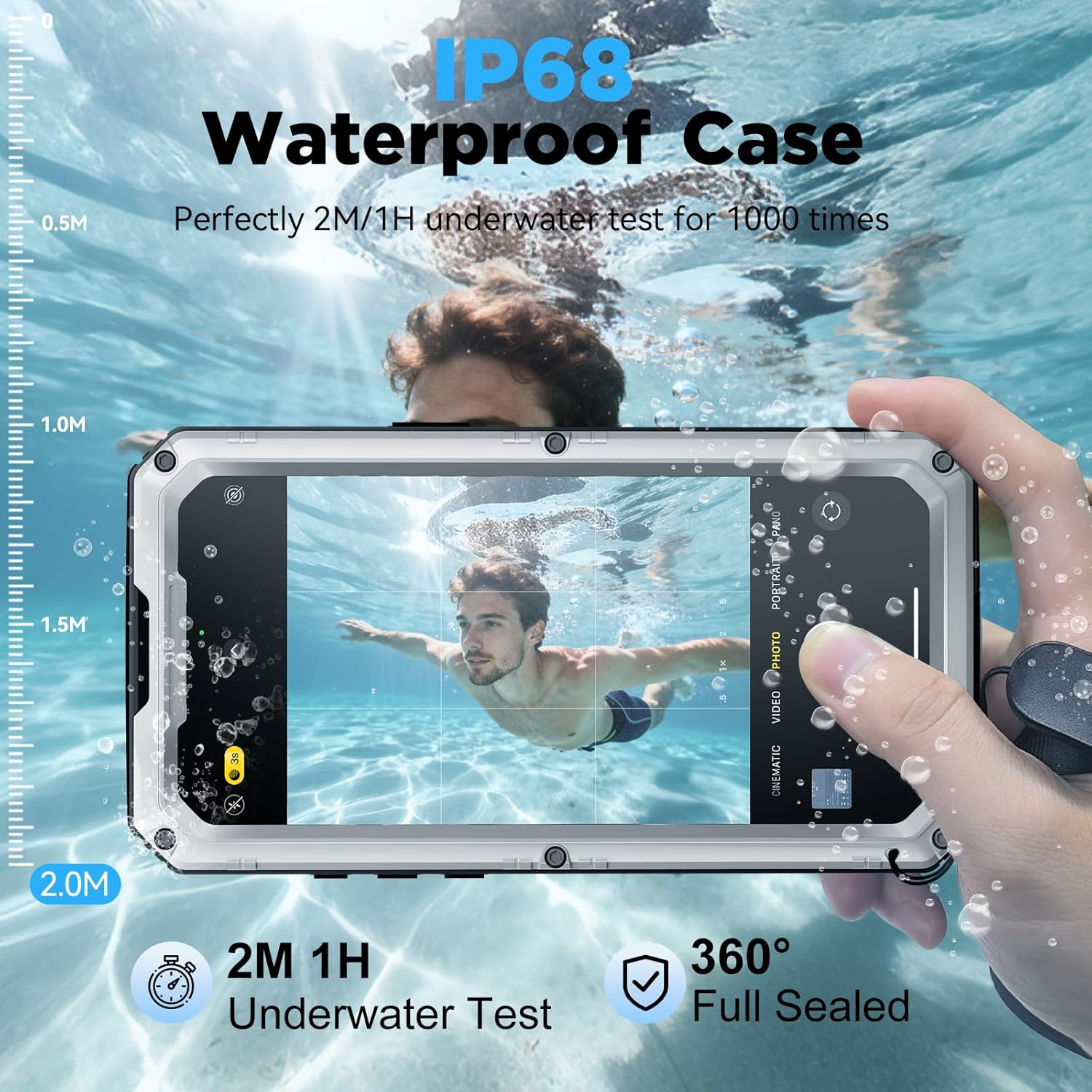 Beasyjoy for iPhone 17 Pro Max Case Waterproof, Heavy Duty Metal Case with Built-in Screen Protector, Full Body Rugged Military Grade Shockproof Dustproof Cover for Construction Outdoor 6.9", Silver