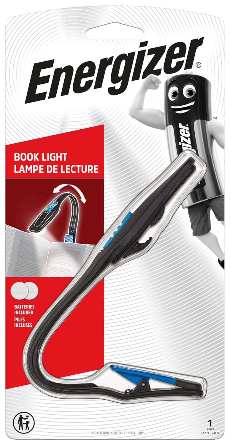 Energizer Booklight – Compact and Flexible LED Reading Light, Long-Lasting Battery Life, Clip-On Design for Books, E-Readers, and Travel Energizer Booklight – Compact and Flexible LED Reading Light, Long-Lasting Battery Life, Clip-On Design for Books, E-Readers, and Travel
