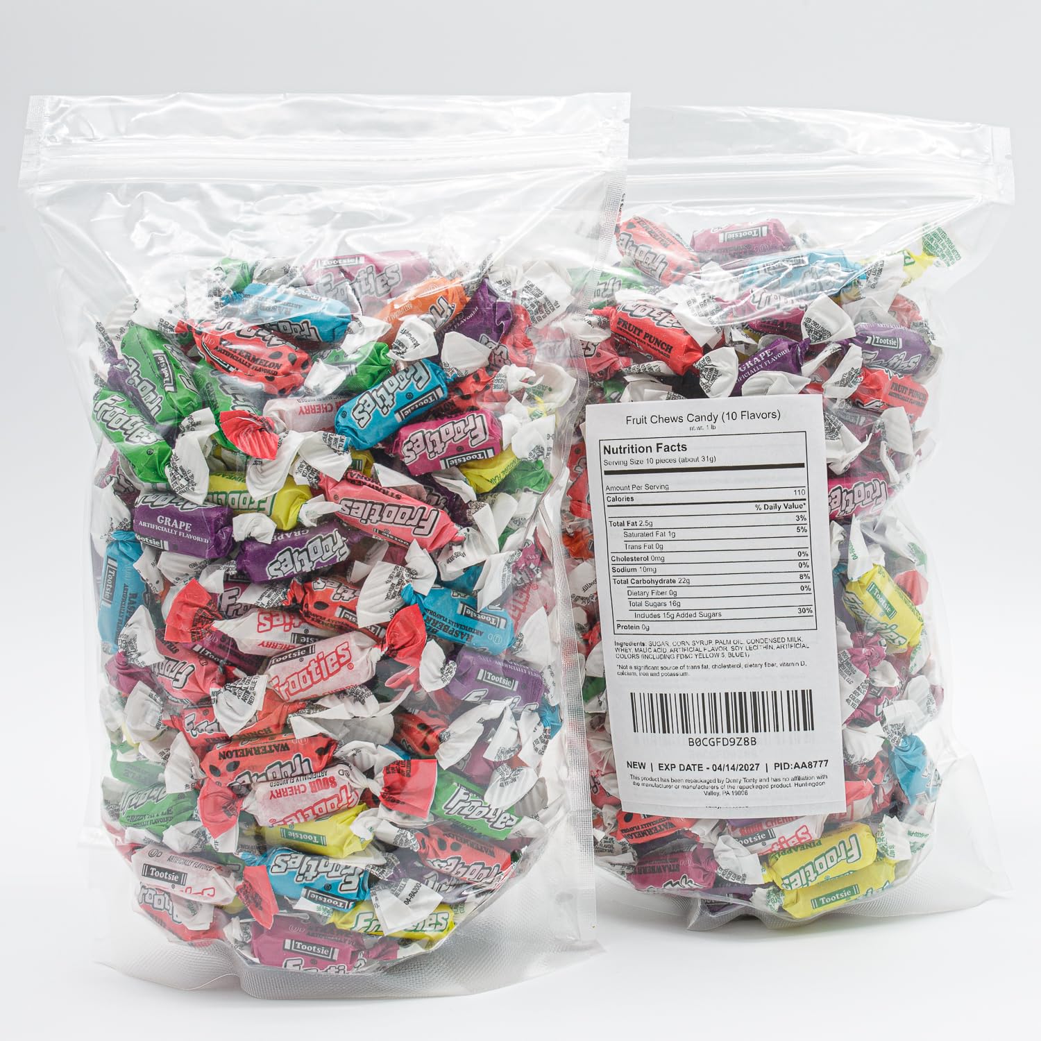 Taffy Candy 10 Flavors – Bulk Bag, Individually Wrapped, Fruit Chews, Gluten and Peanut Free, 2 lb (290 Pieces)