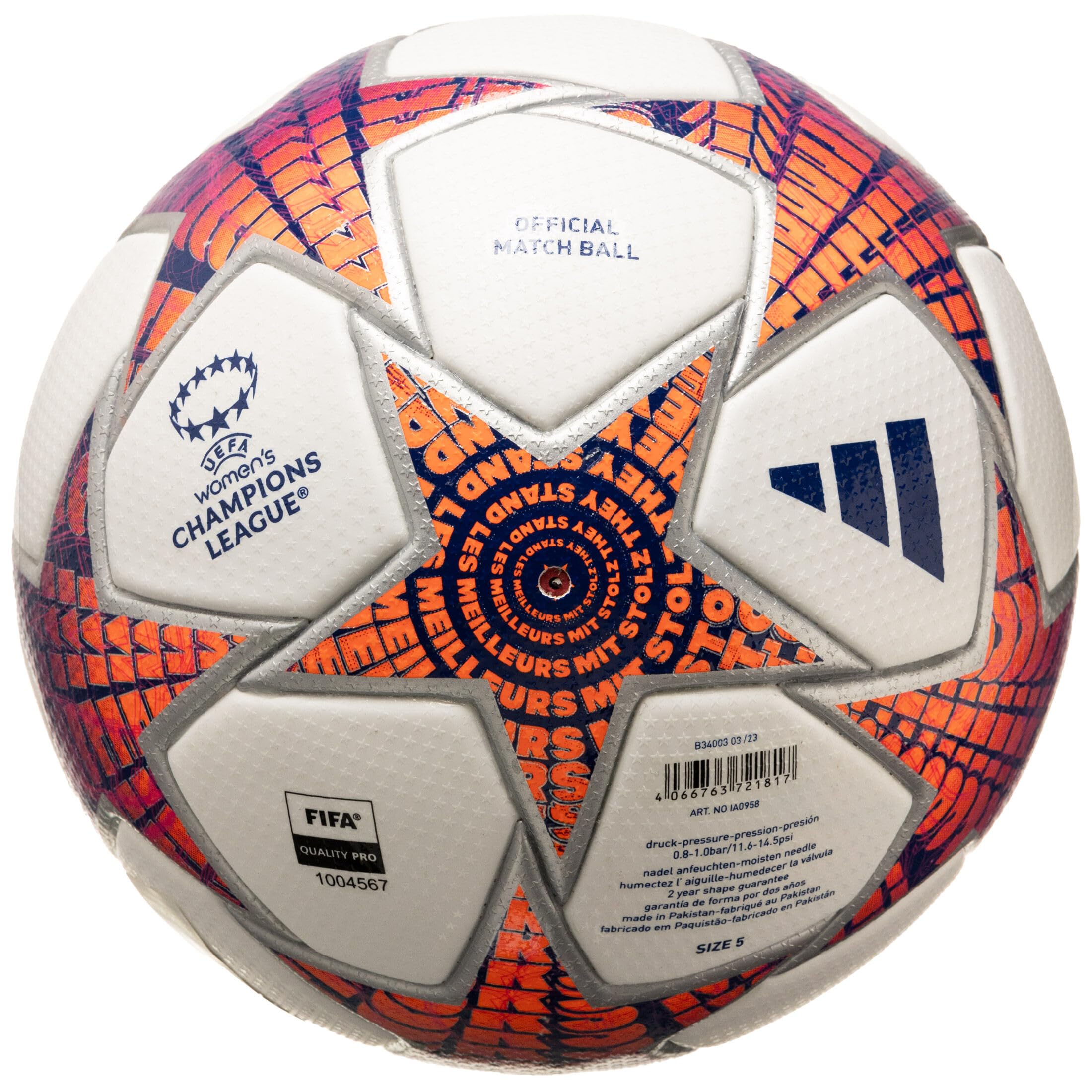 adidas Unisex Adulto Ball (Thermal-Bonding) Wucl Pro, Top:White/Silver Met./Shock Pink/Shock Purple Bottom:Team Royal Blue/Solar Orange, IA0958, 5