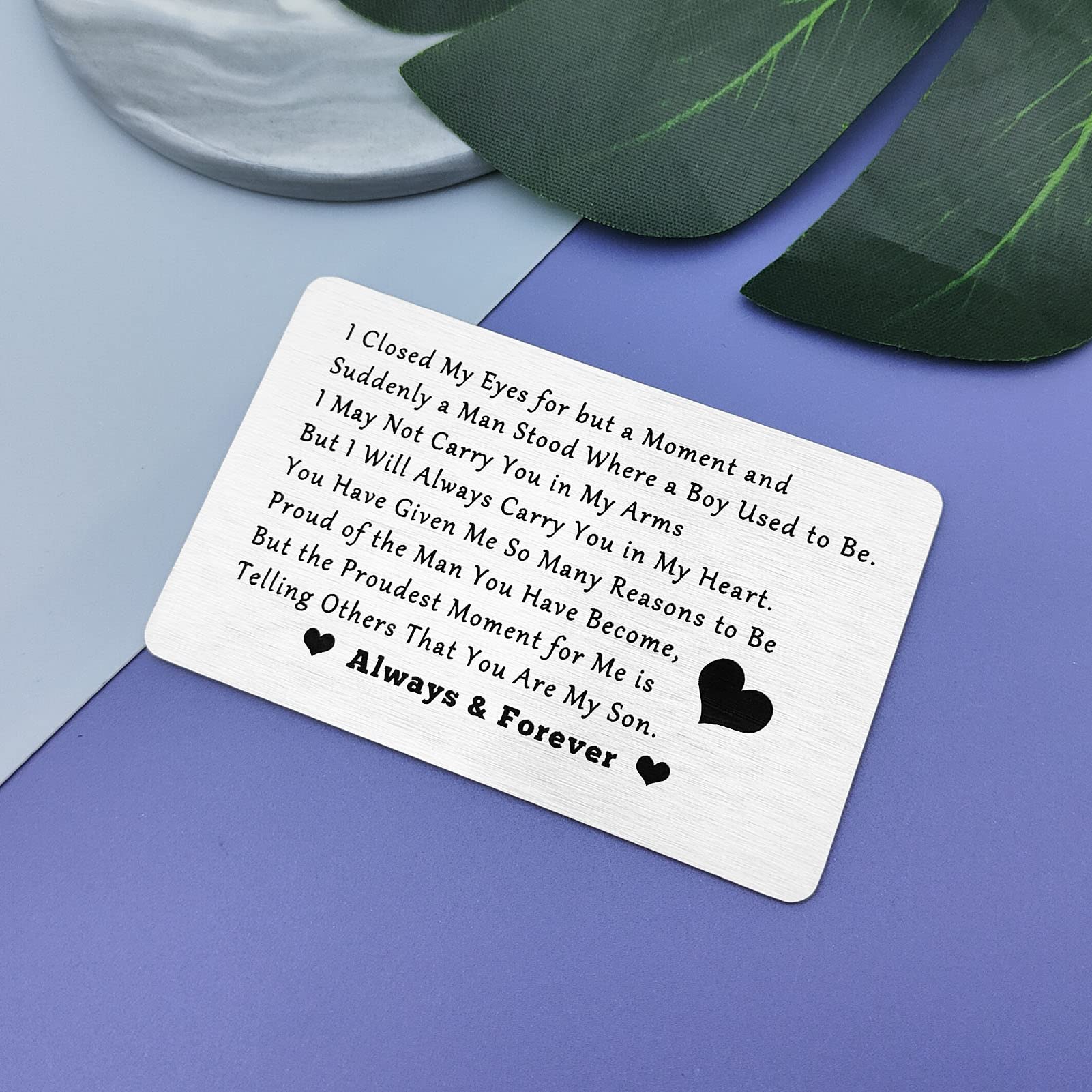 Regalo per figlio da mamma, biglietto di auguri con incisione motivazionale per mio figlio, compleanno, laurea, Natale, anniversario, matrimonio