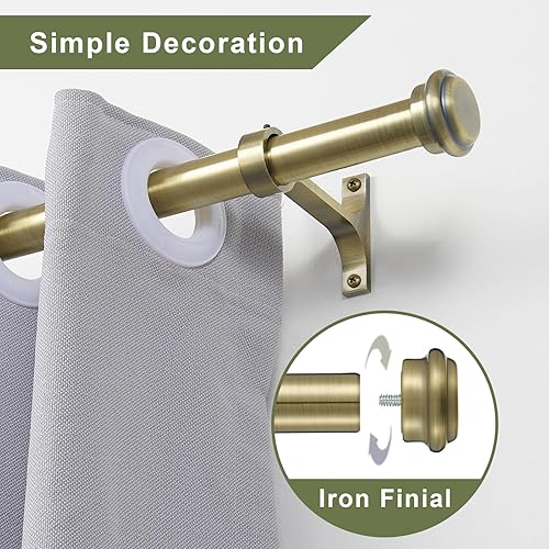 Miniatura 9 de Paquete de 2 barras de cortina, barras de cortina de 1 pulgada para ventanas de 72 a 144 pulgadas, barra de cortina colgante y soporte de pared con