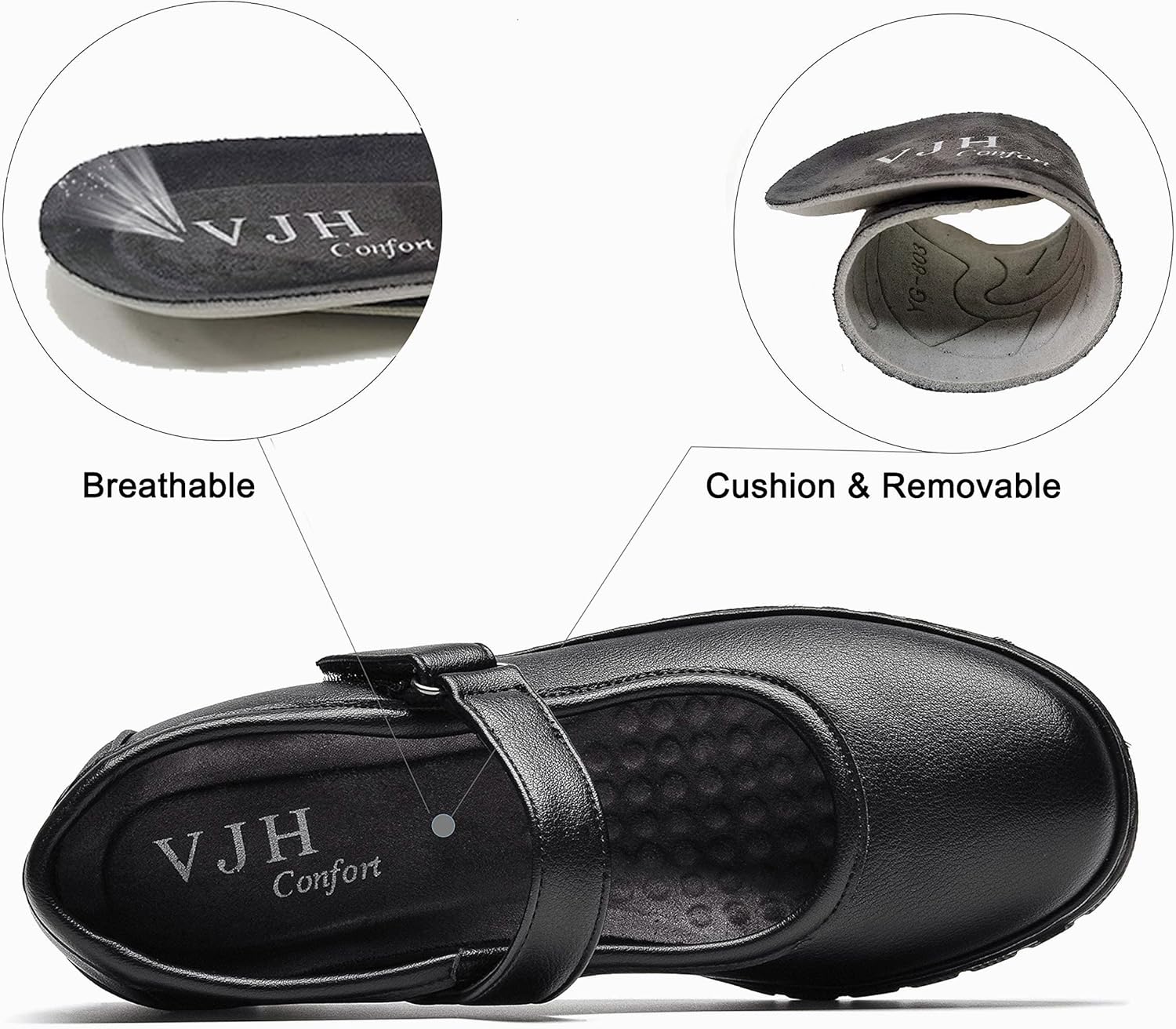 VJH confort Women s Mary Jane Flats, Breathable Comfort Round Toe Low Heel Slip-on Light Weight Walking Shoes - Image 5