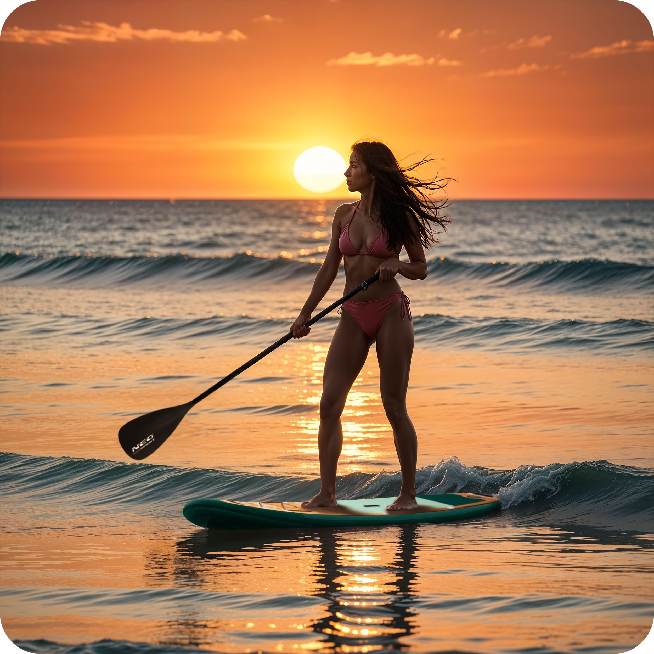 Neo-Sport SUP Paddel Teleskoppaddel 2in1 Paddling Verstellbar 230 cm 2 Paddelblätter Kajak Kajakpaddel Schwarz