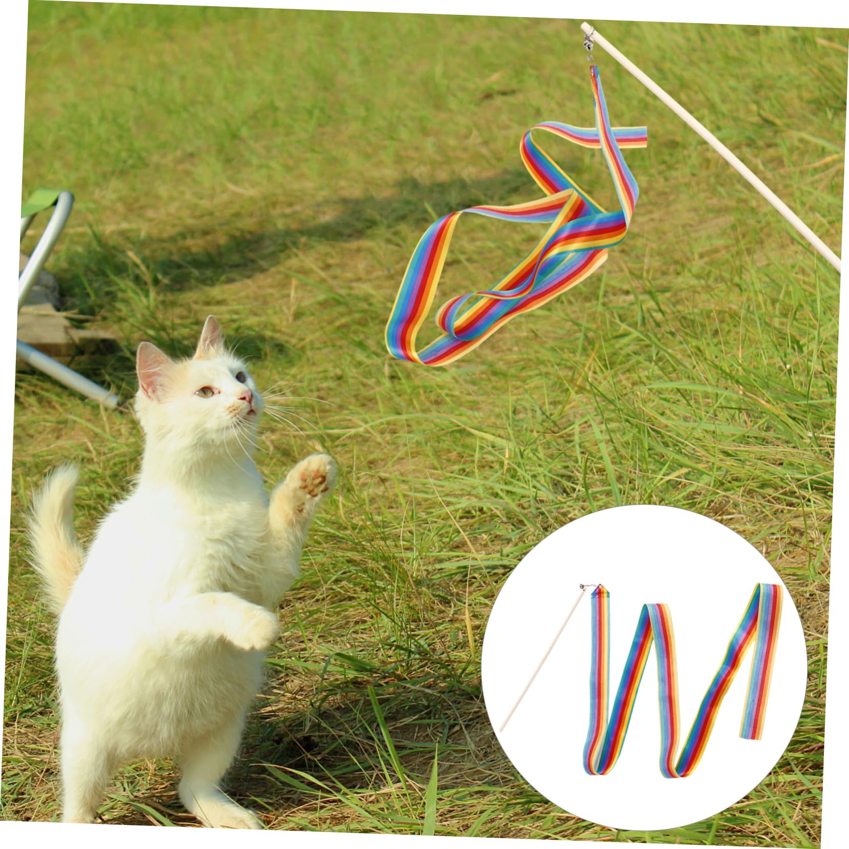 Juguetes para Gatos, 2 Piezas de varitas Juguete arcoíris for Gatitos, Juguetes interactivos for Gatos, Varita con Hierba gatera(Multix4pcs,40.00X2.00X1.50CMx4pcs)