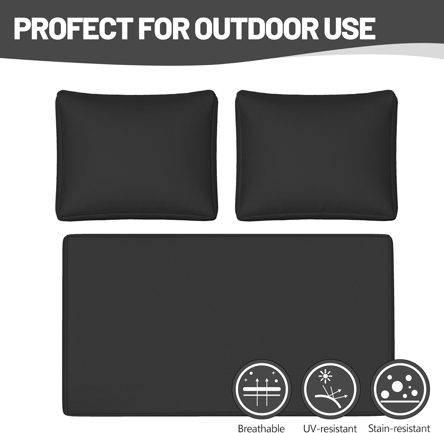 Outdoor Loveseat Cushion Set 46 x 26, Water Repellent and Fadeness Outdoor Cushions for Patio Furniture, Removable Seat Cushion and Couch Back Cushions for Bench and Swing